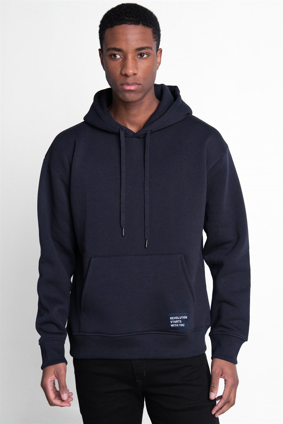 Pamuk Kapüşonlu Basıc Unisex Sweatshirt