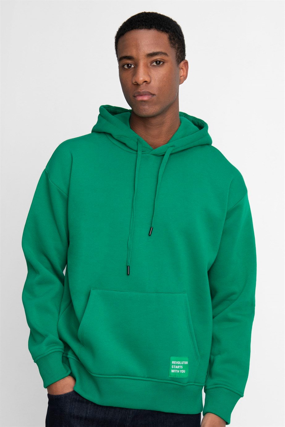 Pamuk Kapüşonlu Basıc Unisex Sweatshirt