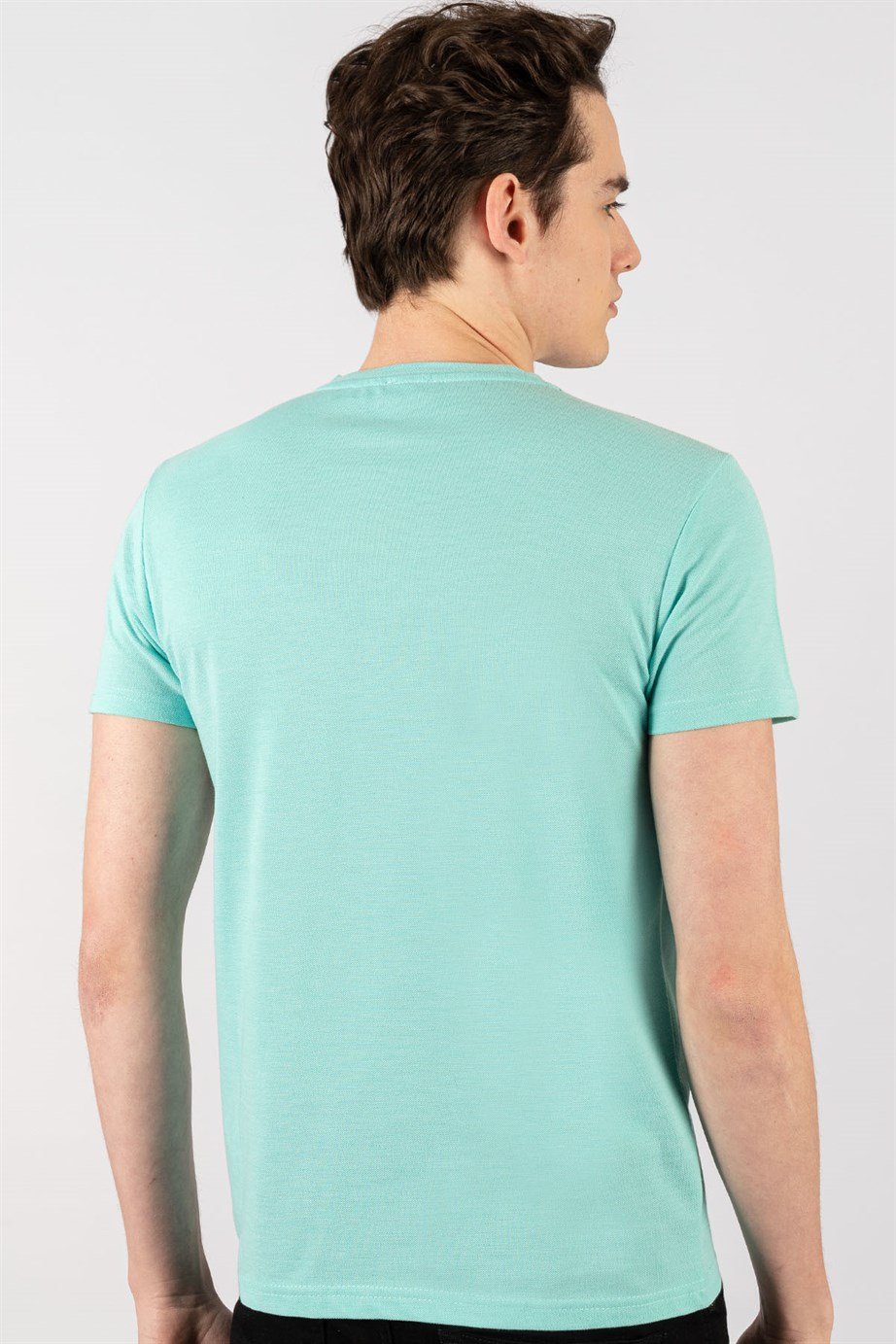 Slim Fit Dar Kesim V Yaka Oxford Erkek T-Shirt