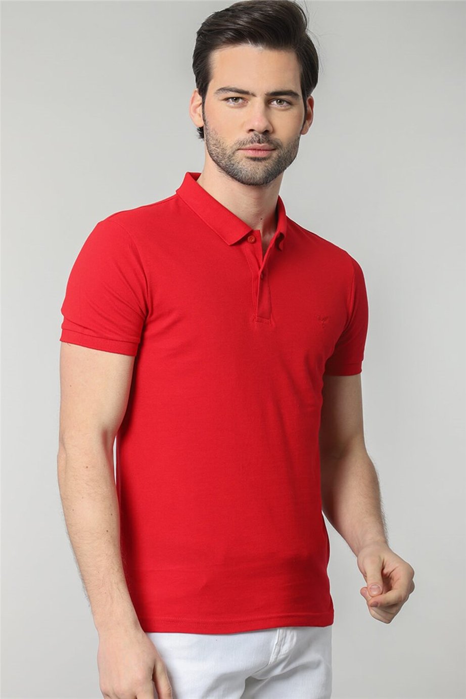 Slim Fit Dar Kesim Düz Polo Yaka Erkek T-Shirt