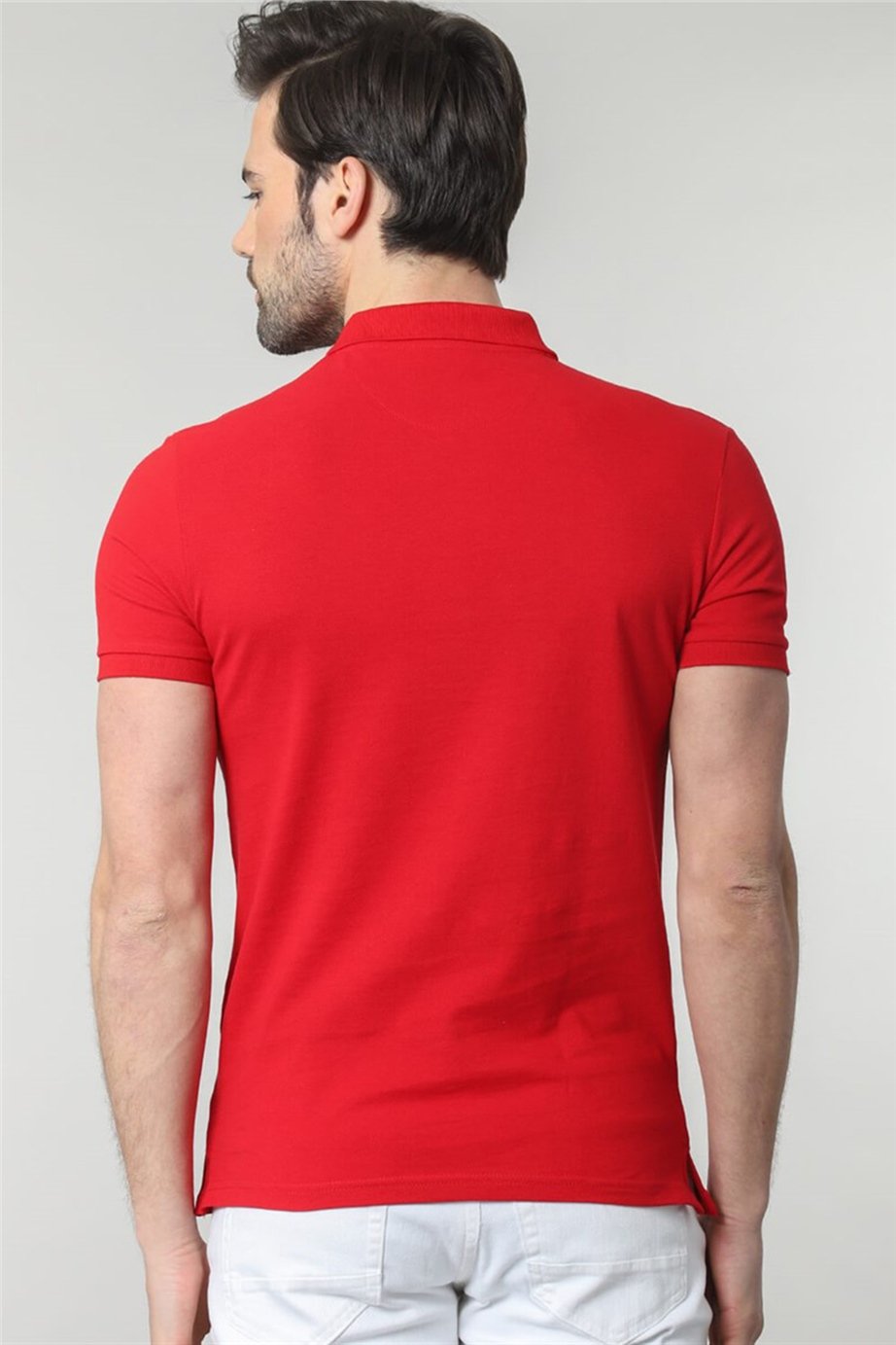 Slim Fit Dar Kesim Düz Polo Yaka Erkek T-Shirt