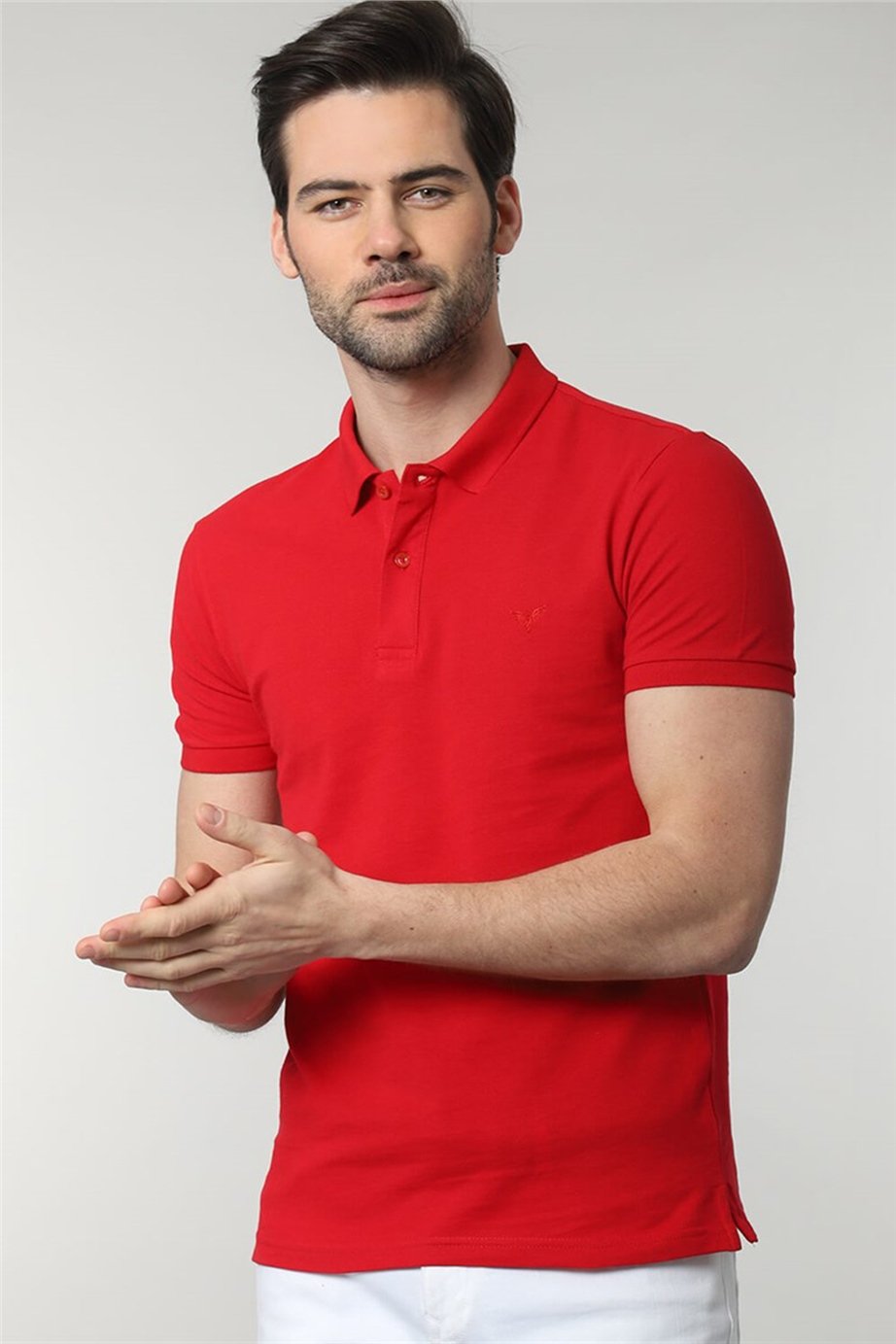 Slim Fit Dar Kesim Düz Polo Yaka Erkek T-Shirt