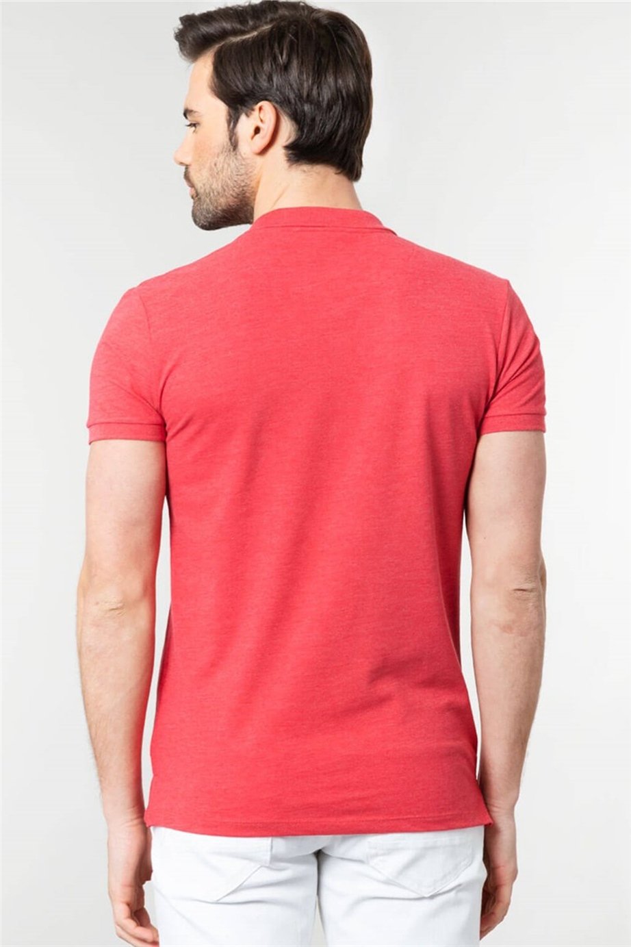 Slim Fit Dar Kesim Düz Polo Yaka Erkek T-Shirt