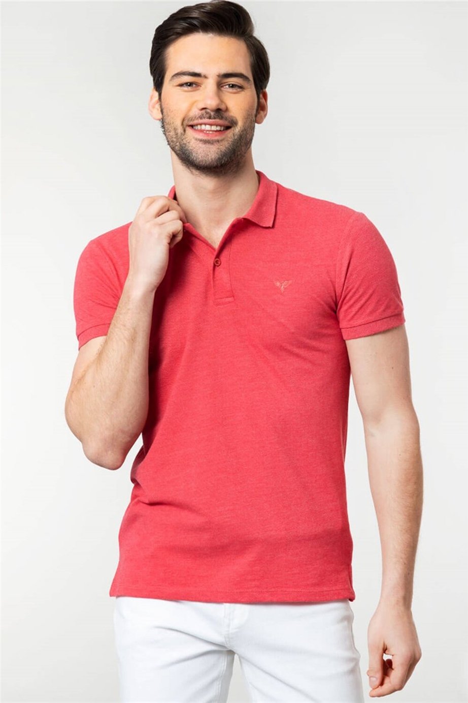 Slim Fit Dar Kesim Düz Polo Yaka Erkek T-Shirt