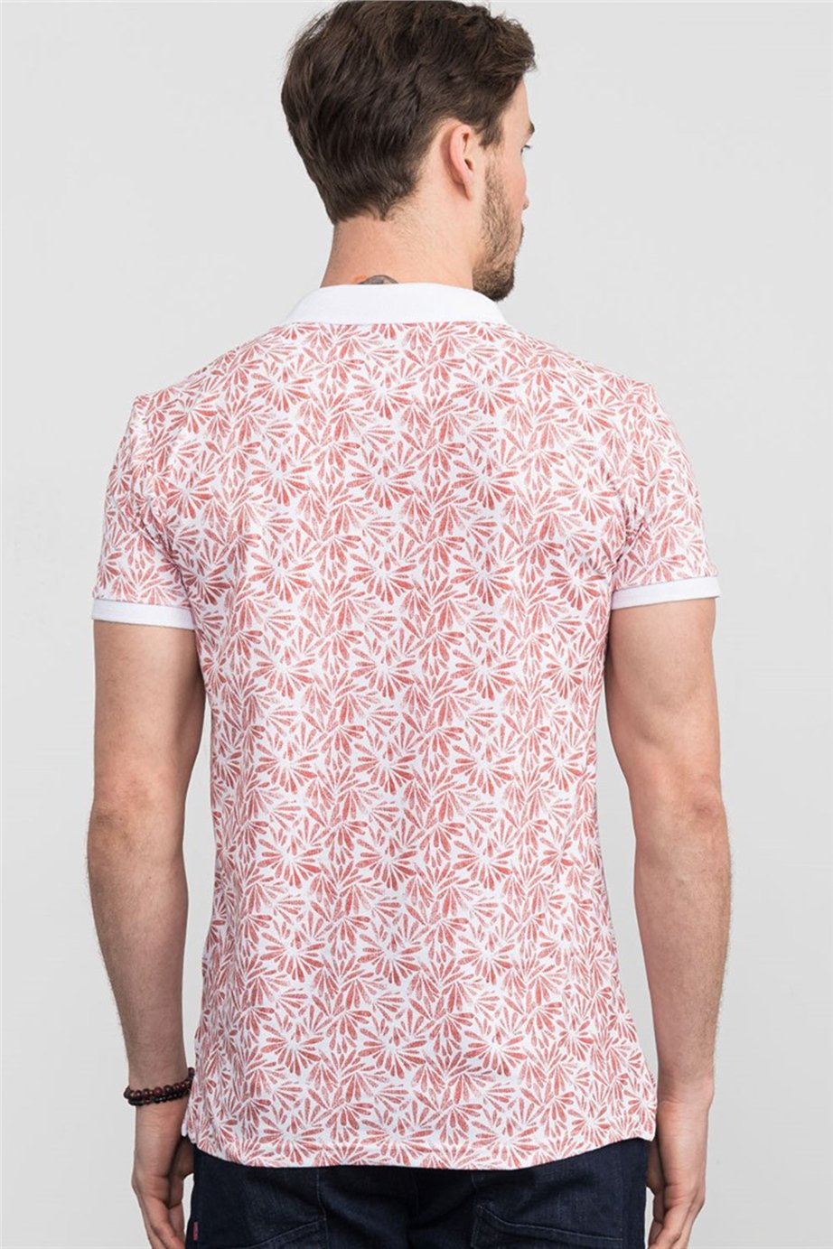 Slim Fit Dar Kesim Baskılı Polo Yaka Erkek T-Shirt