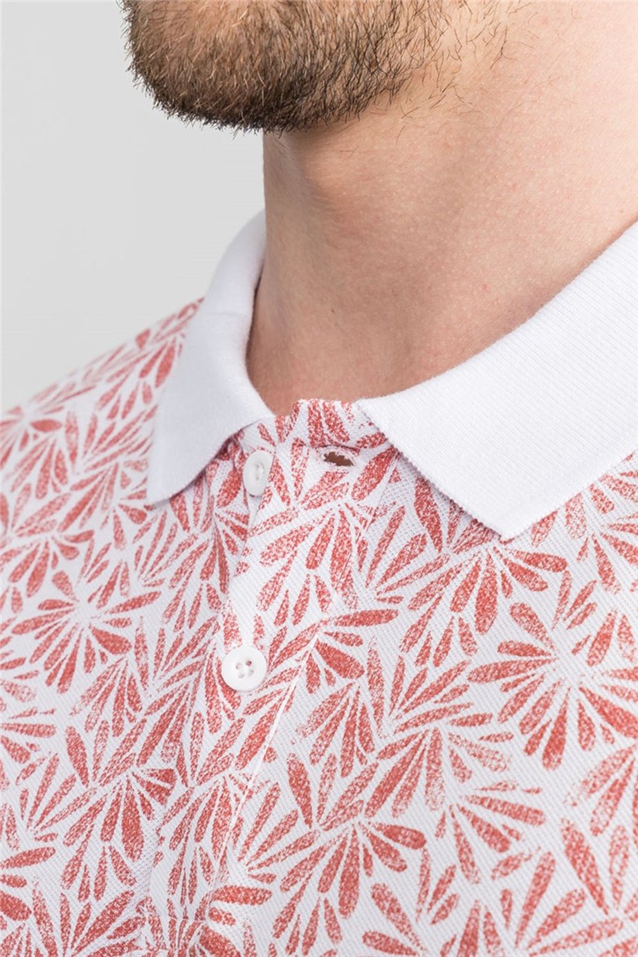 Slim Fit Dar Kesim Baskılı Polo Yaka Erkek T-Shirt