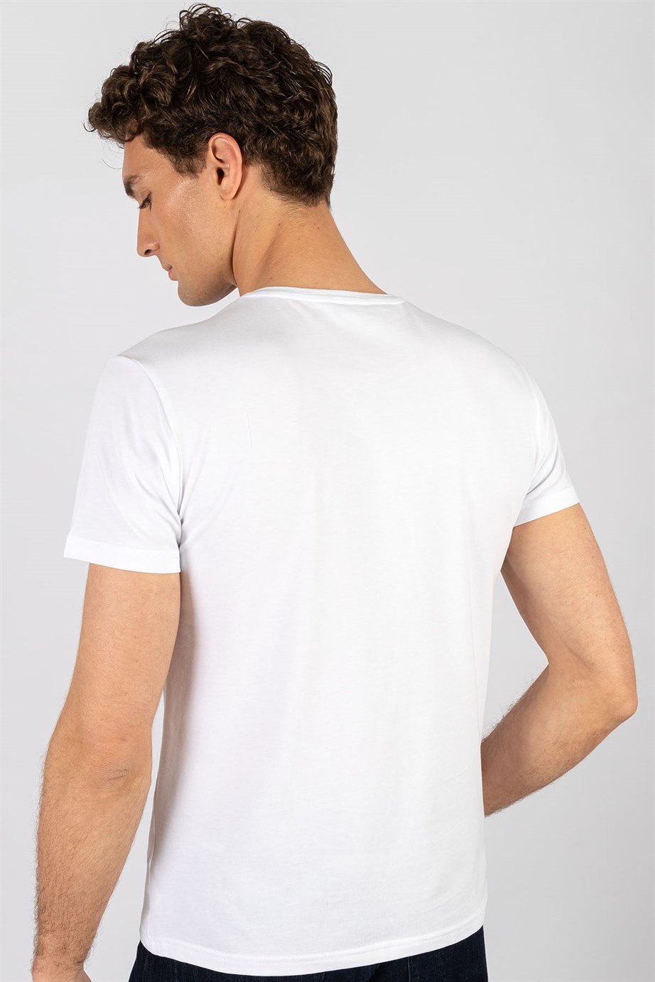 Slim Fit Dar Kesim Bisiklet Yaka Düz Basıc Kısa Kol T-Shirt