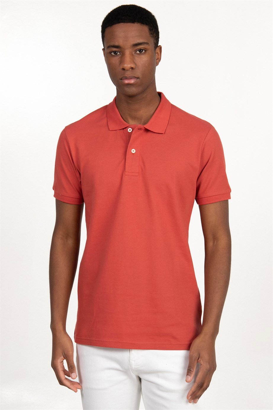 Slim Fit Düz Polo Yaka Erkek T-Shirt