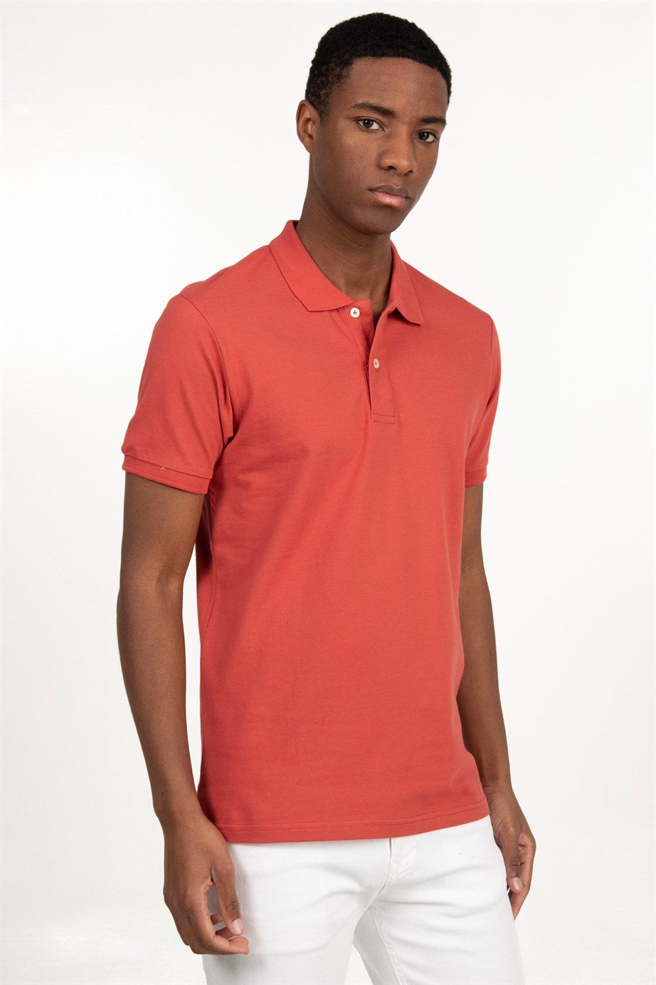 Slim Fit Düz Polo Yaka Erkek T-Shirt