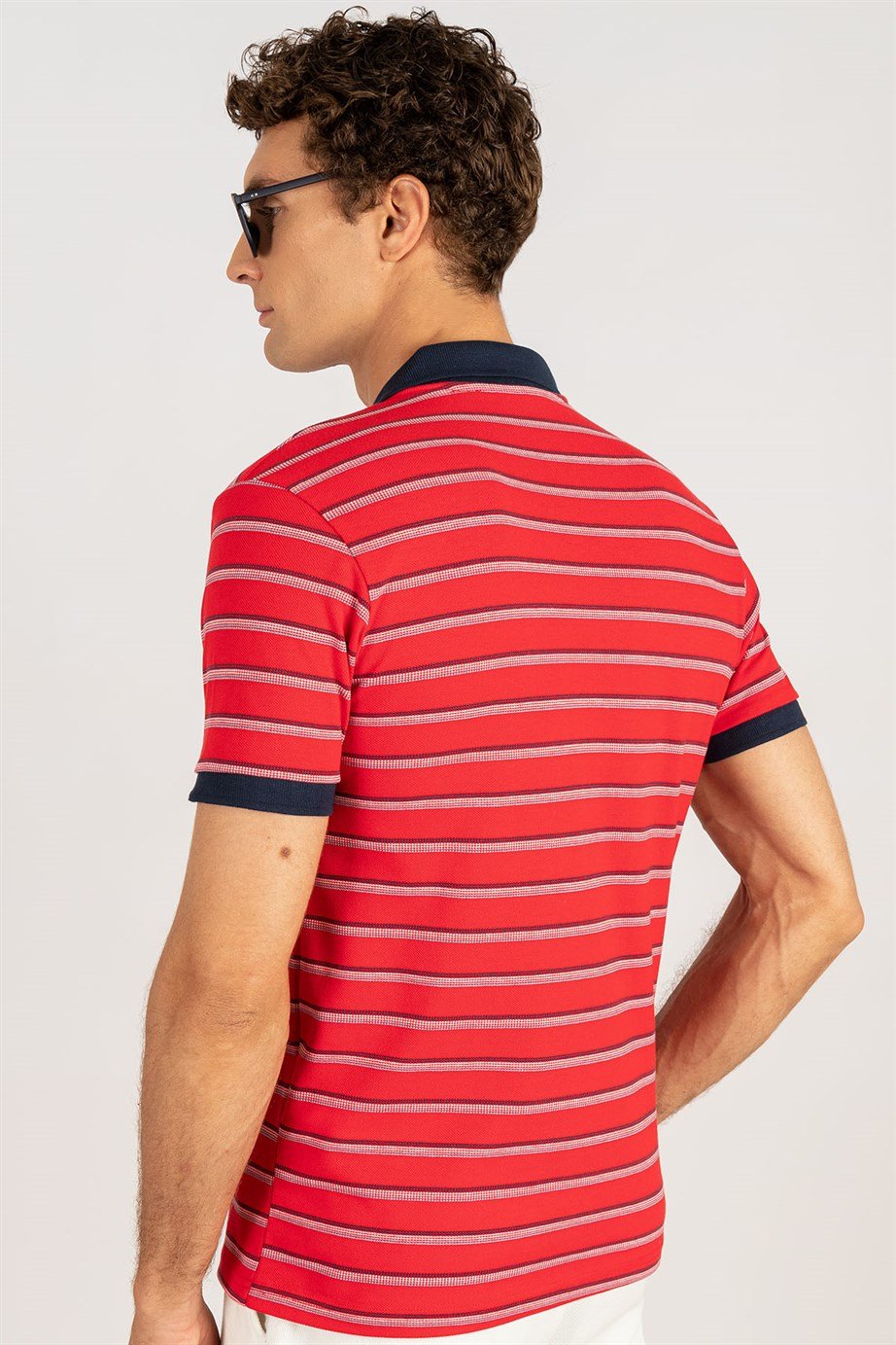 Slim Fit Dar Kesim Çizgili Polo Yaka Pike T-Shirt
