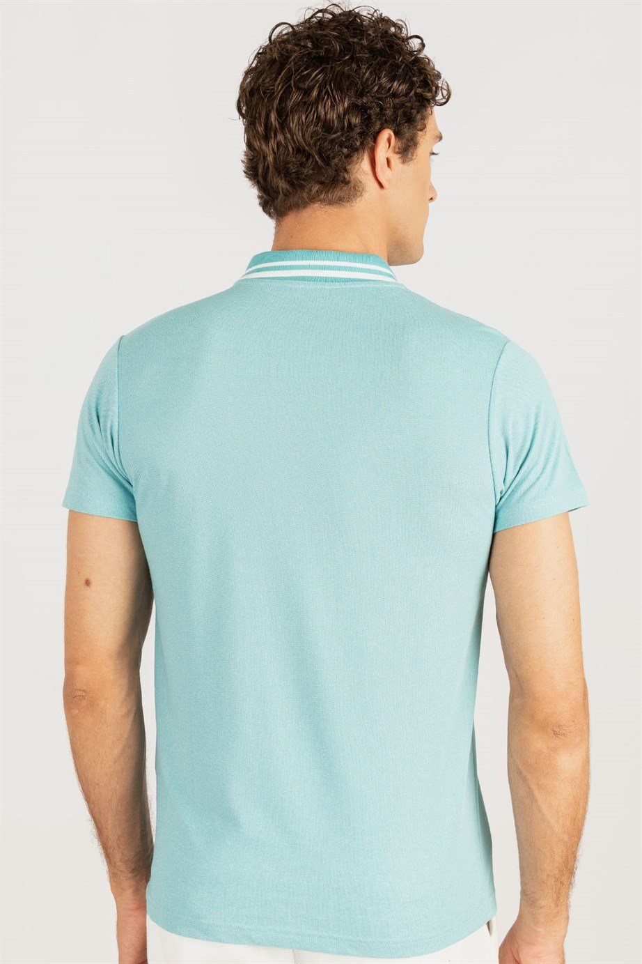 Slim Fit Dar Kesim Düz Polo Yaka Erkek T-Shirt