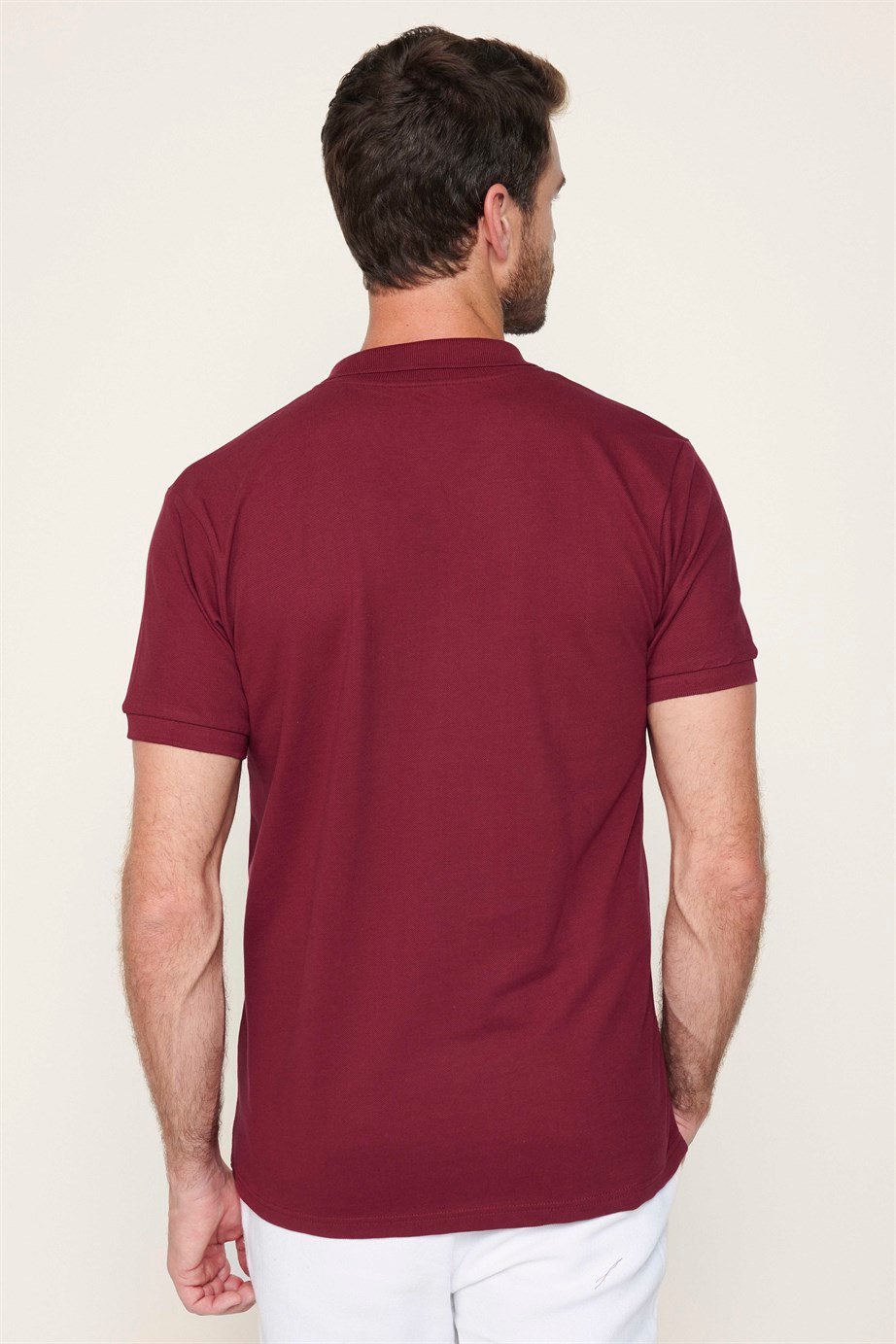 Erkek Polo Yaka Slim Fit Düz Pamuk Pike Kırmızı Tişört