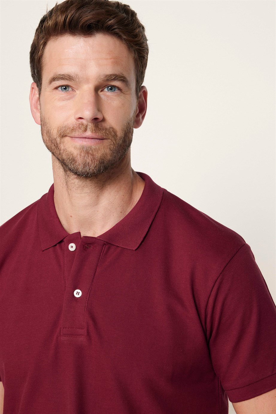 Erkek Polo Yaka Slim Fit Düz Pamuk Pike Kırmızı Tişört