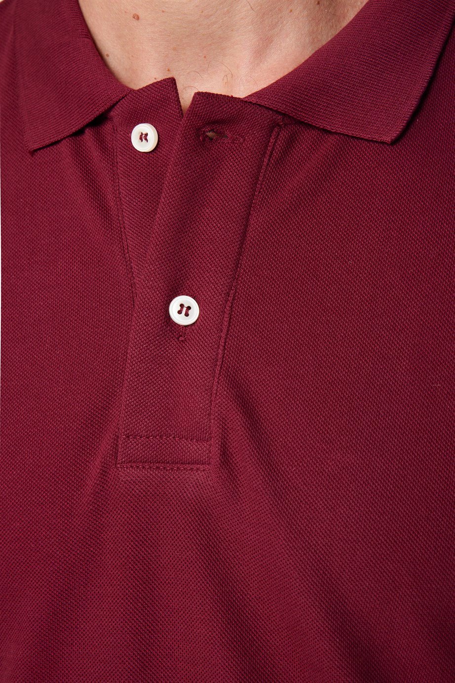 Erkek Polo Yaka Slim Fit Düz Pamuk Pike Kırmızı Tişört