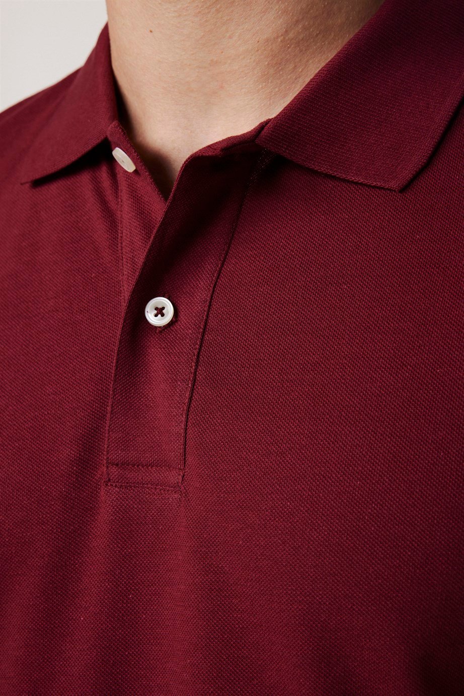 Erkek Polo Yaka Slim Fit Düz Pamuk Pike Kırmızı Tişört