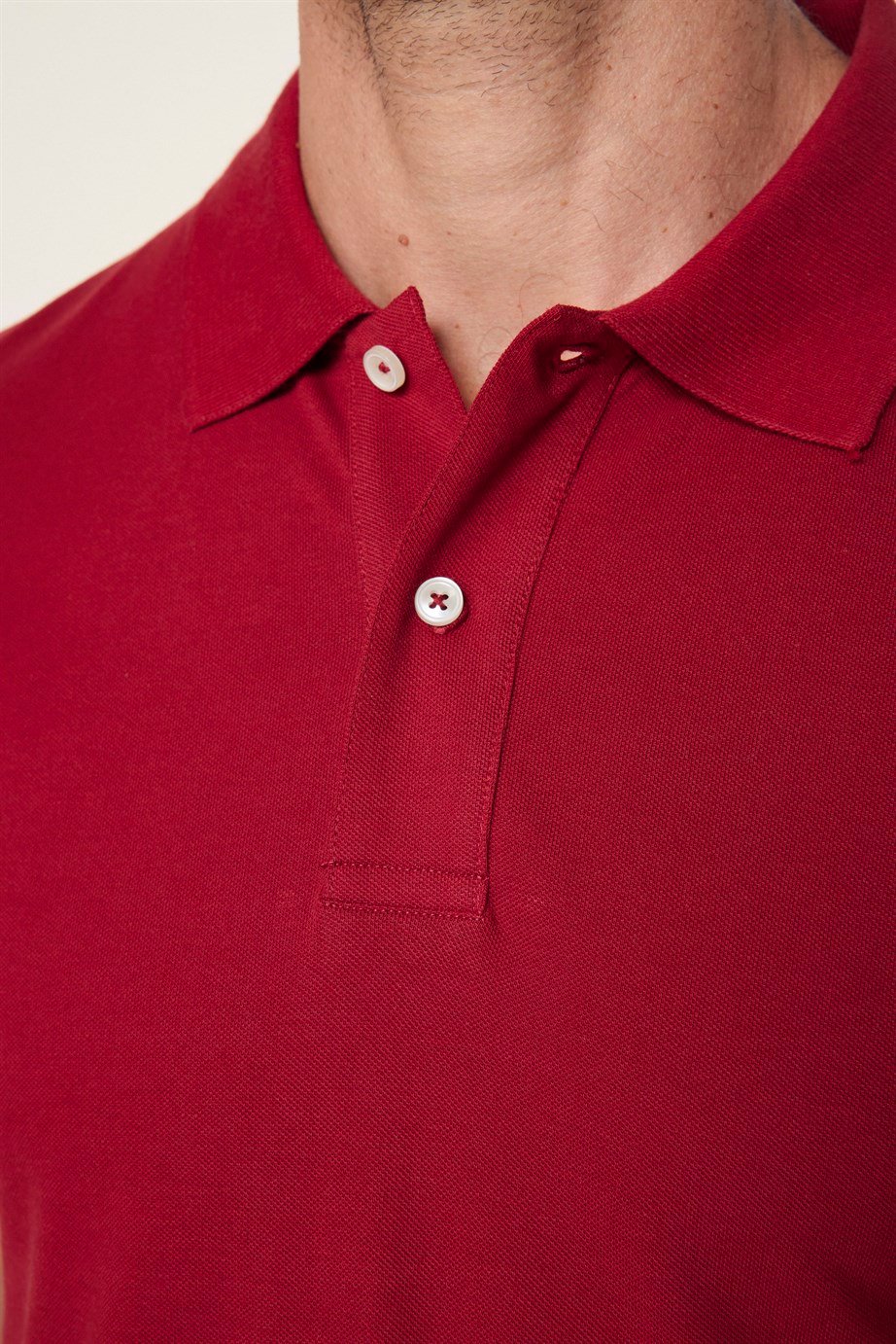 Erkek Polo Yaka Slim Fit Düz Pamuk Pike Bordo Tişört