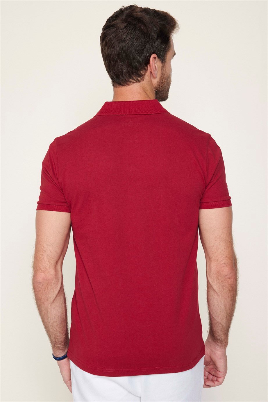 Erkek Polo Yaka Slim Fit Düz Pamuk Pike Bordo Tişört