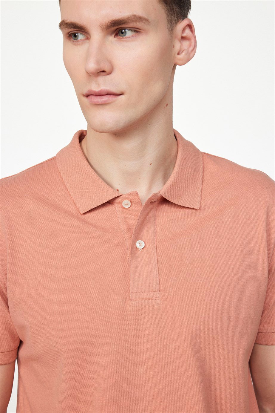 Erkek Polo Yaka Slim Fit Düz Pamuk Pike Tişört