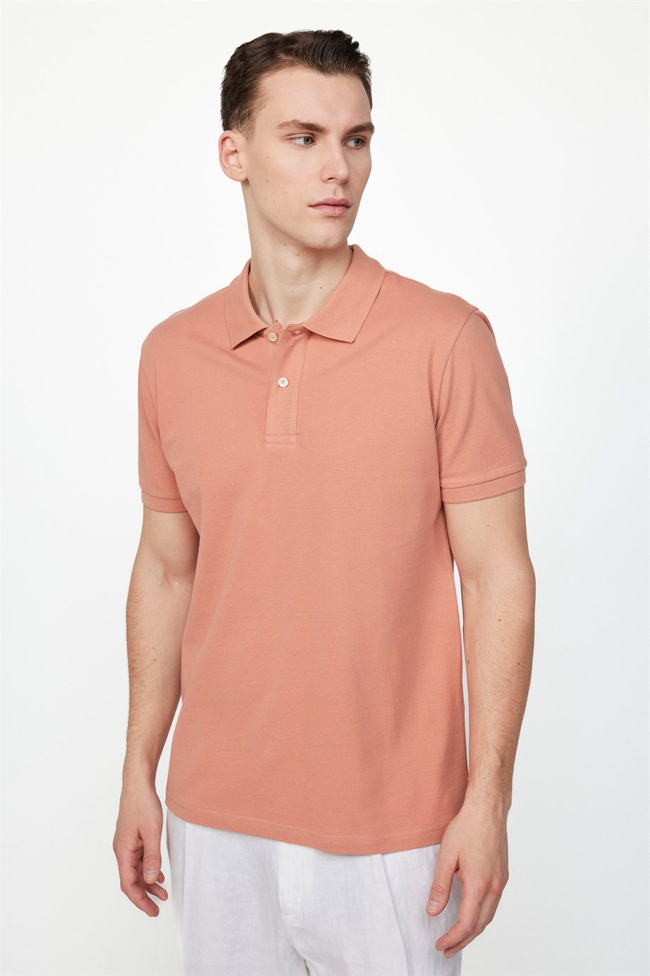 Erkek Polo Yaka Slim Fit Düz Pamuk Pike Tişört