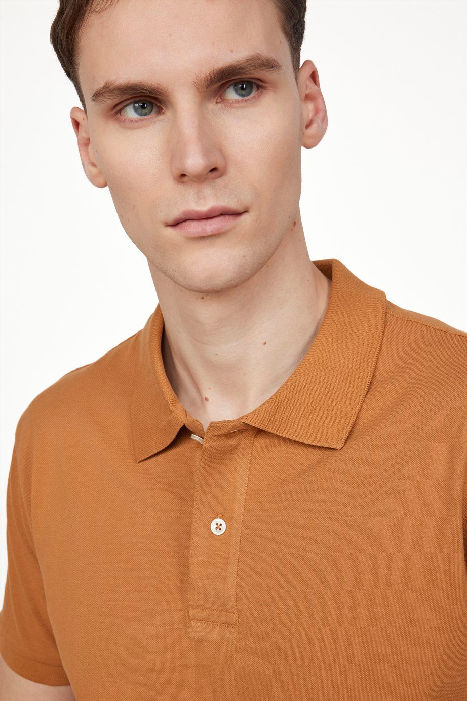 Erkek Polo Yaka Slim Fit Düz Pamuk Pike Tişört