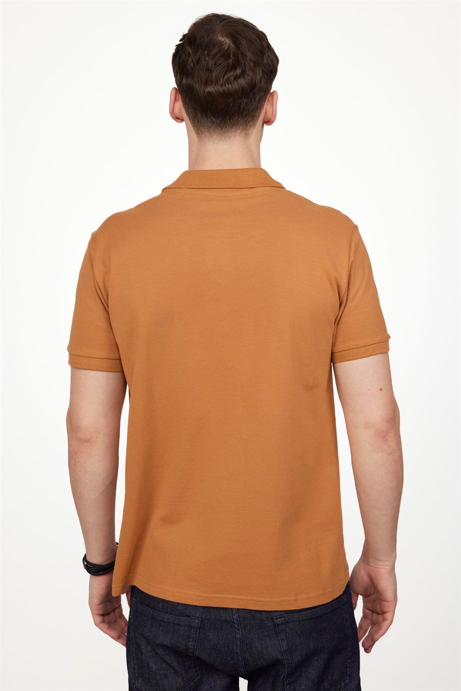 Erkek Polo Yaka Slim Fit Düz Pamuk Pike Tişört