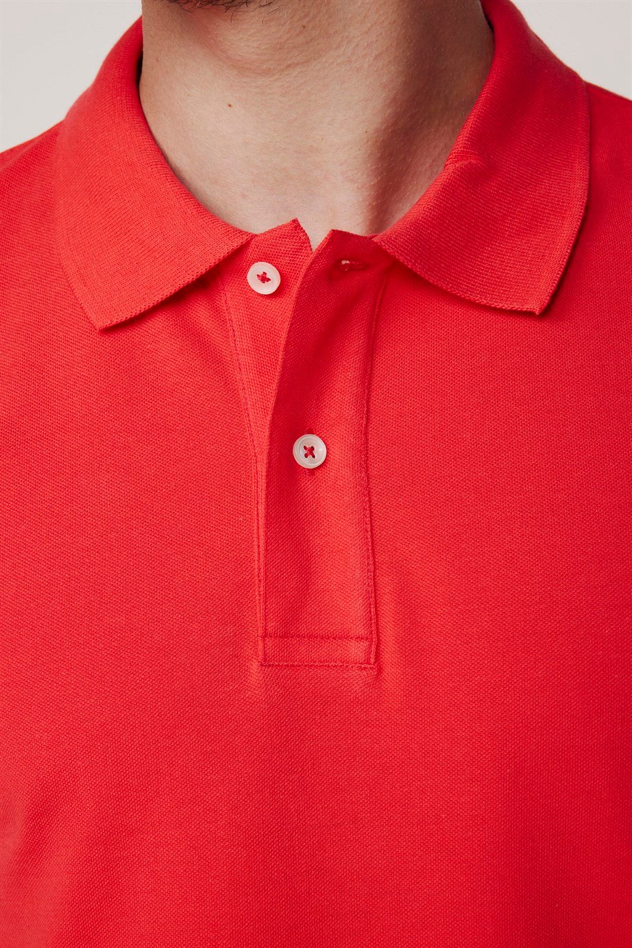 Erkek Polo Yaka Slim Fit Düz Pamuk Pike Kırmızı Tişört