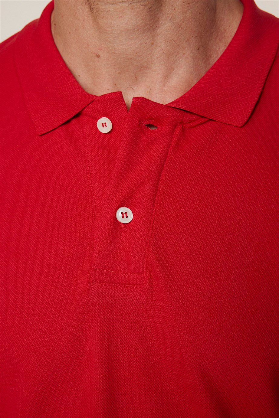 Erkek Polo Yaka Slim Fit Düz Pamuk Pike Kırmızı Tişört
