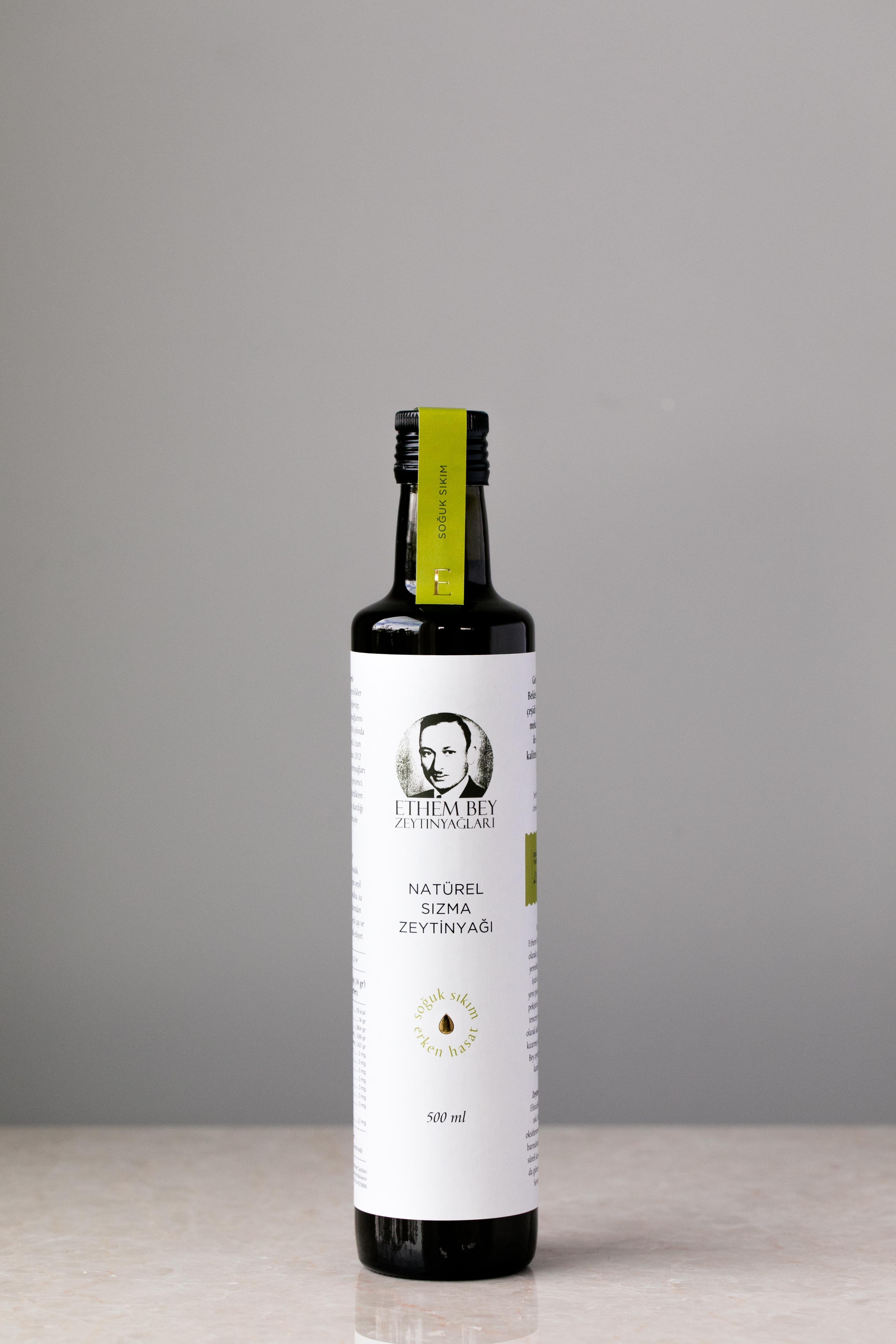 ETHEM BEY İLK HASAT FİLTRESİZ NATÜREL SIZMA ZEYTİNYAĞI 500 ML CAM ŞİŞE