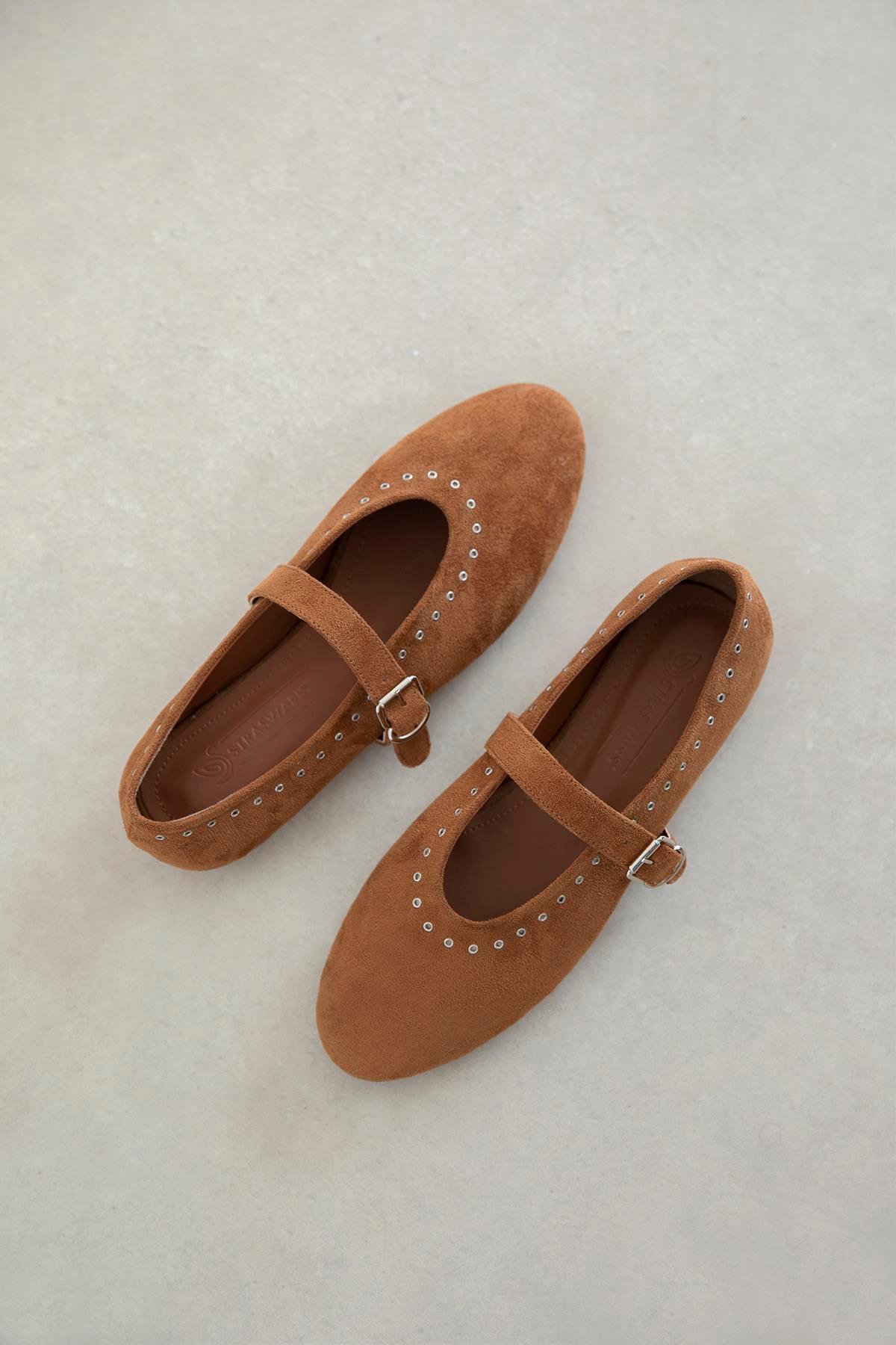 Abner  Kadın Drop Detay Süet Babet Taba