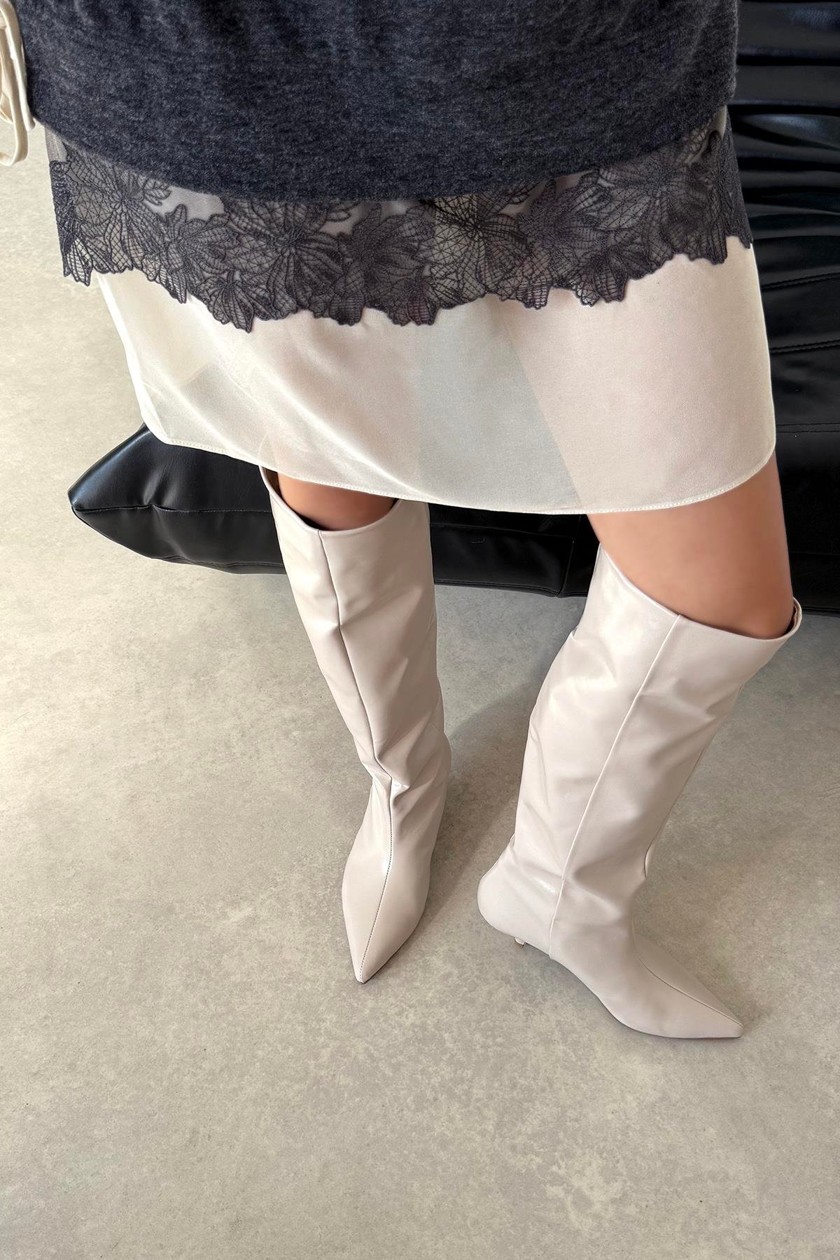 Alessi  Kadın Pino Ökçe Deri Çizme Bej