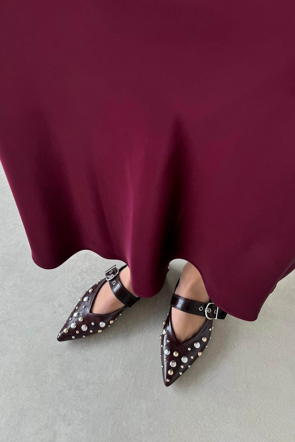 Aqua  Kadın  Drop  Detay  Deri  Babet Bordo