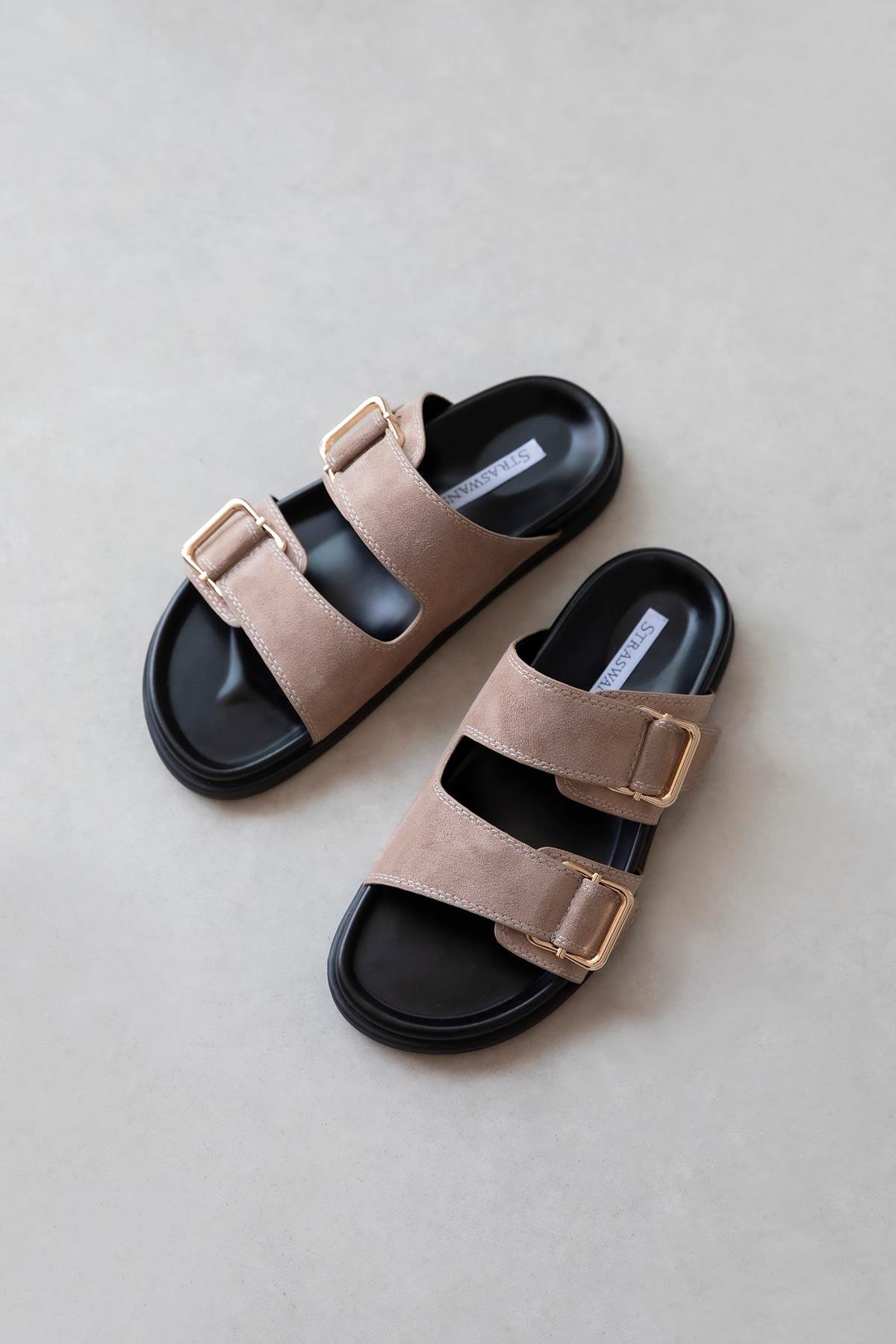 Axel Kadın Toka Detay Günlük Konfor Süet Terlik Vizon