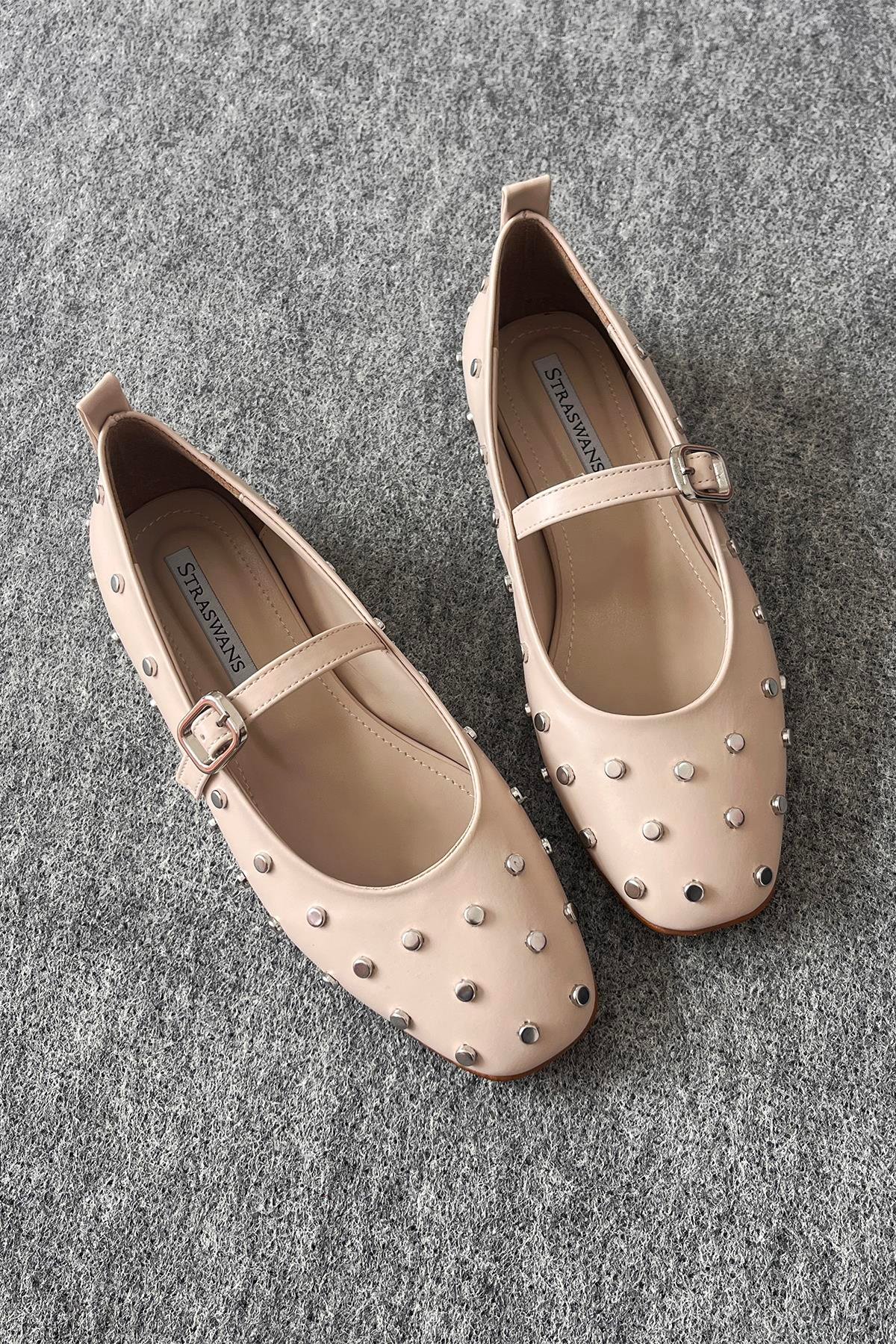 Azure Kadın  Drop  Detay  Deri  Babet Bej