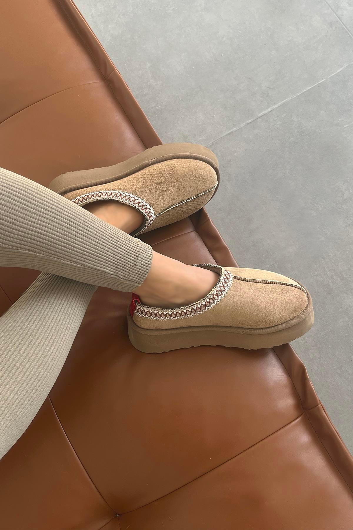 Belis Kadın Düz Taban Ev Terliği Vizon