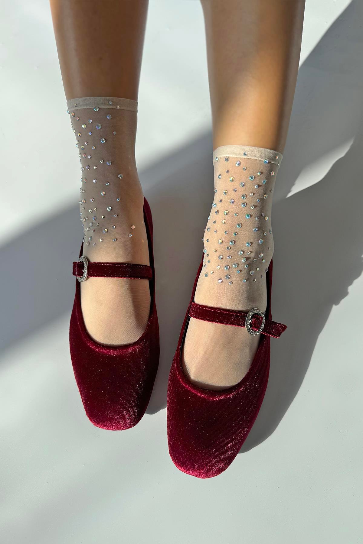 Berny  Kadın  Kemer  Detay  Kadife  Babet Bordo