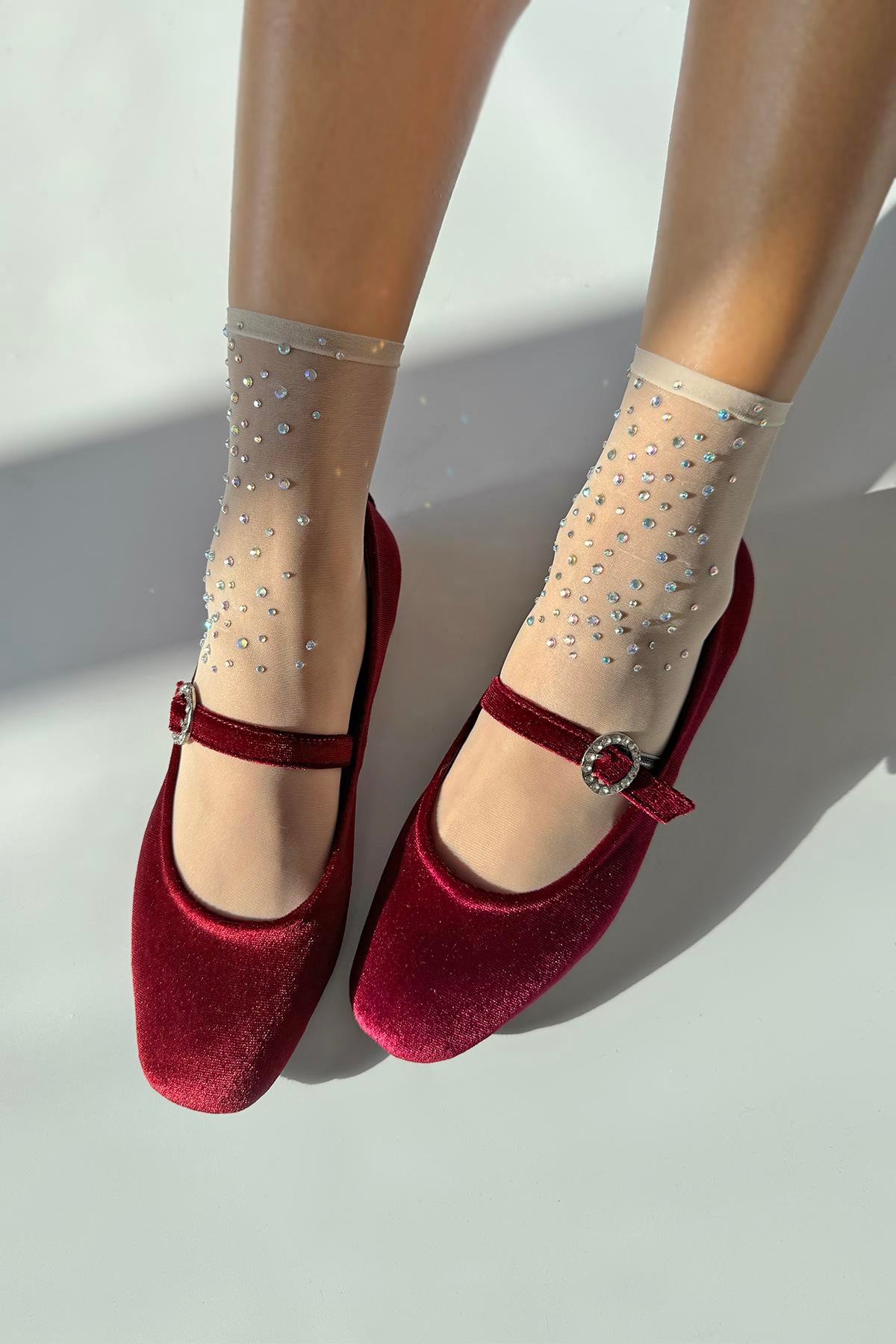 Berny  Kadın  Kemer  Detay  Kadife  Babet Bordo