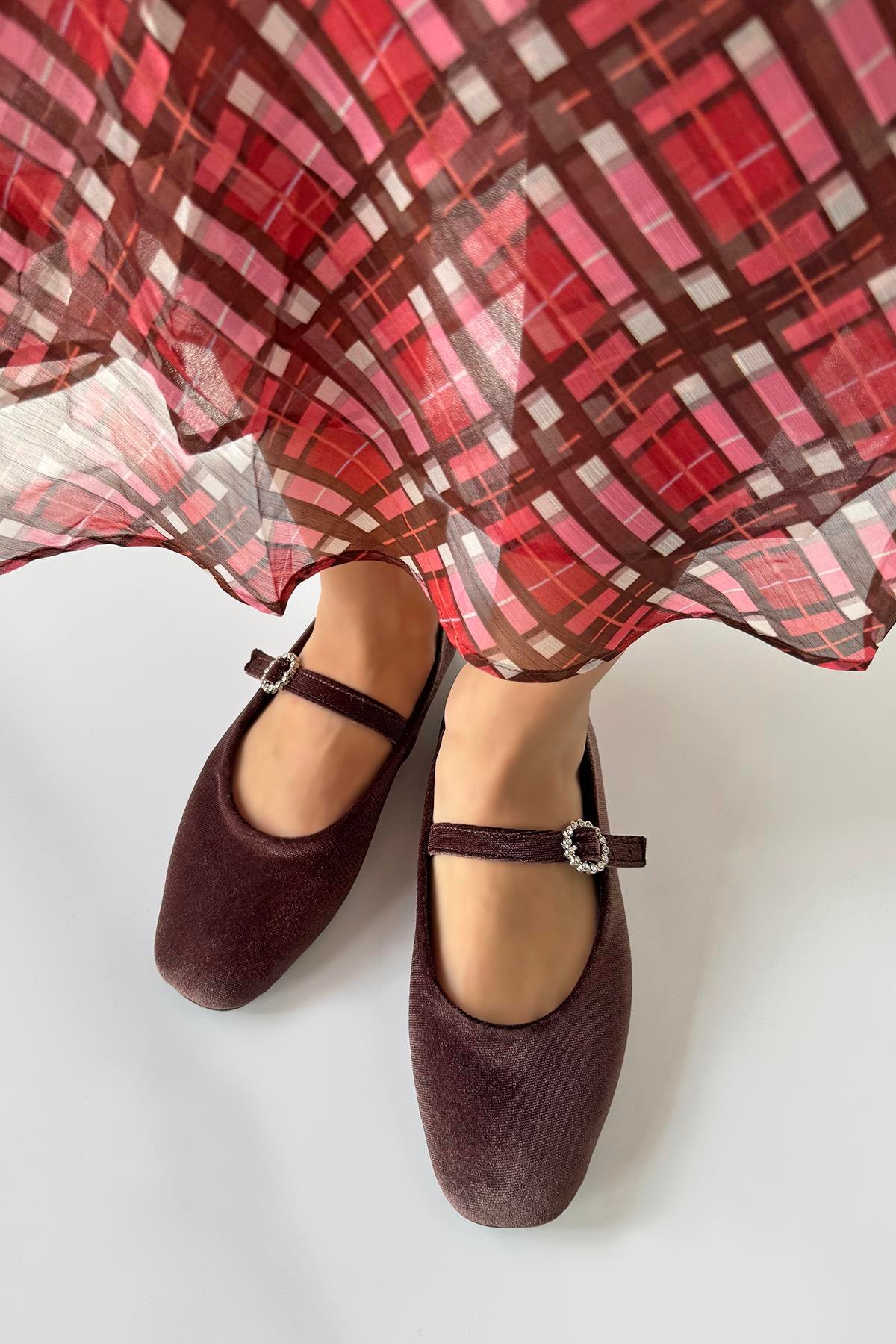 Berny  Kadın  Kemer  Detay  Kadife  Babet Kahve