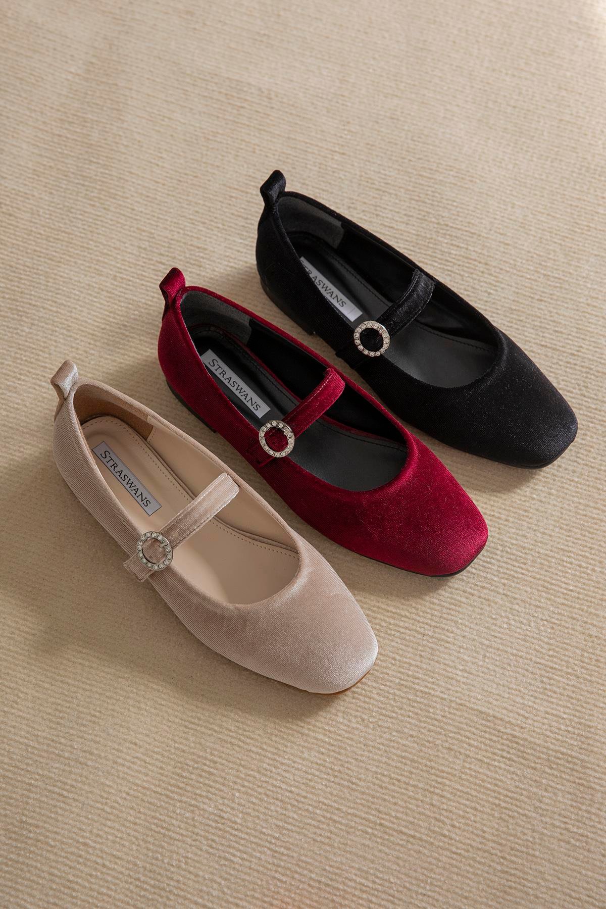 Berny  Kadın  Kemer  Detay  Kadife  Babet Vizon