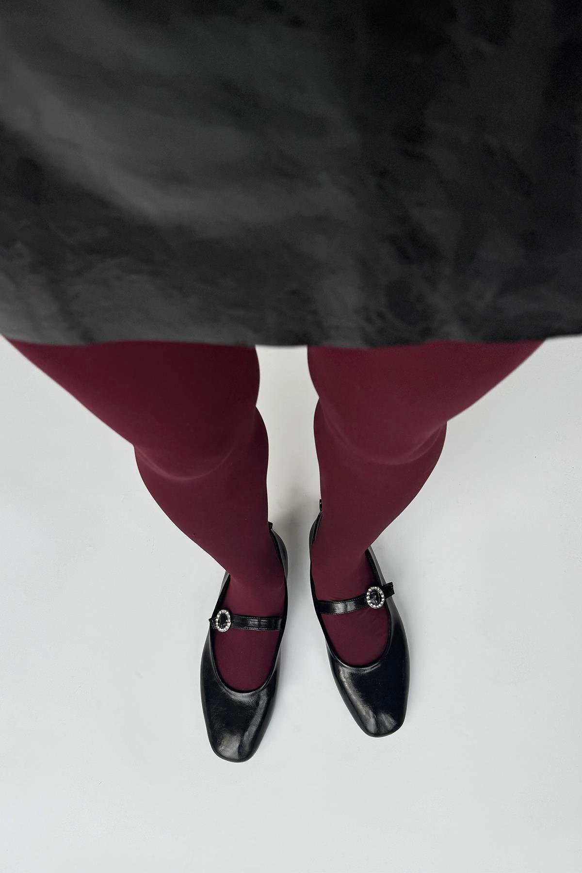 Berny Kadın Kemer Detay Kırışık  Deri  Babet Siyah