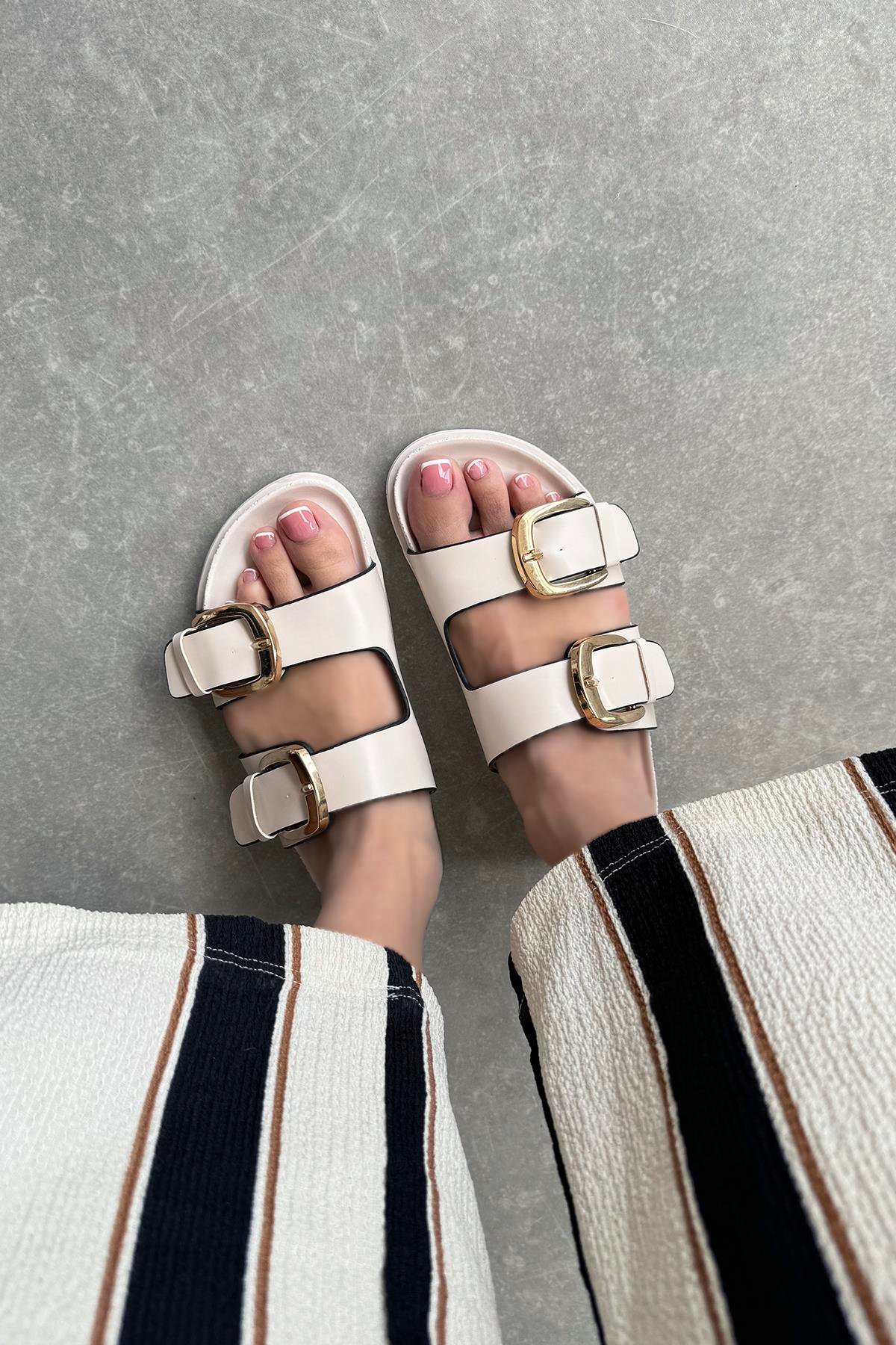 Bonita Kadın Toka Detay Günlük Konfor Terlik Bej