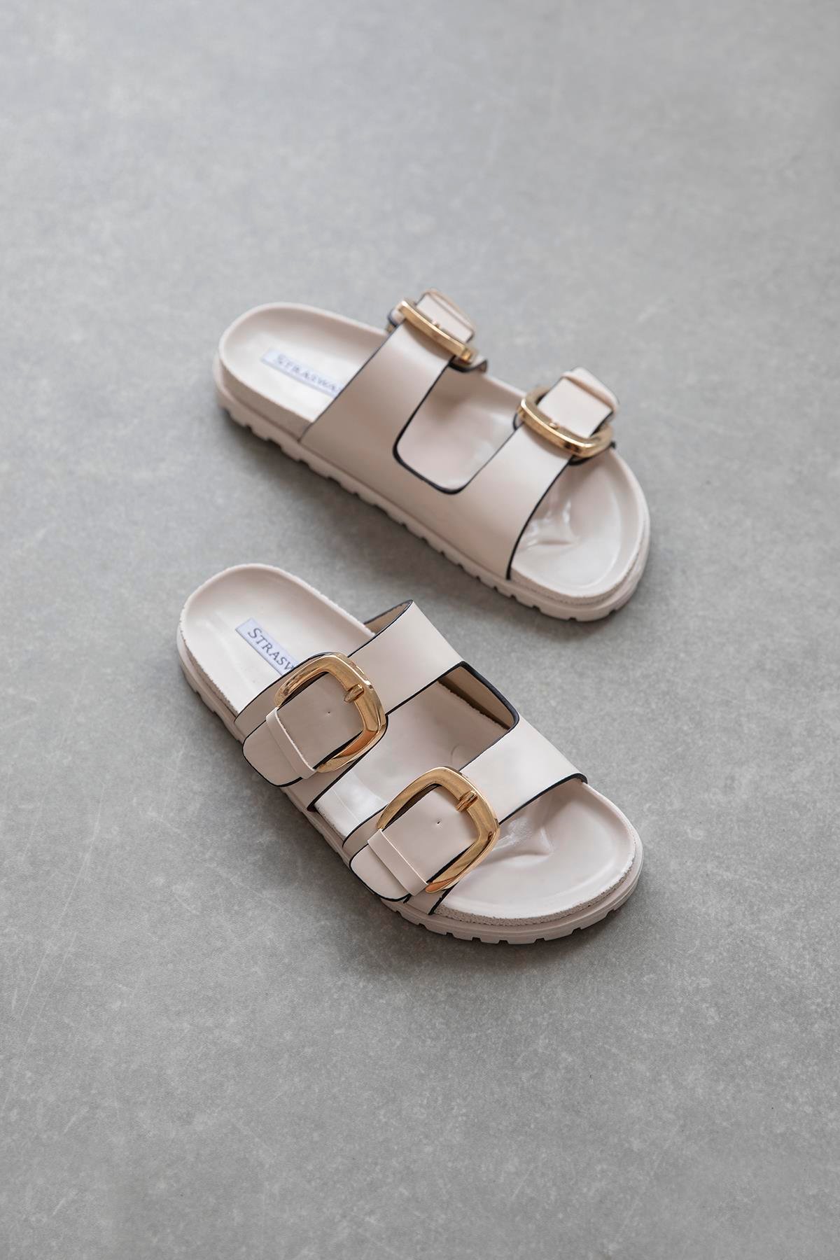 Bonita Kadın Toka Detay Günlük Konfor Terlik Bej