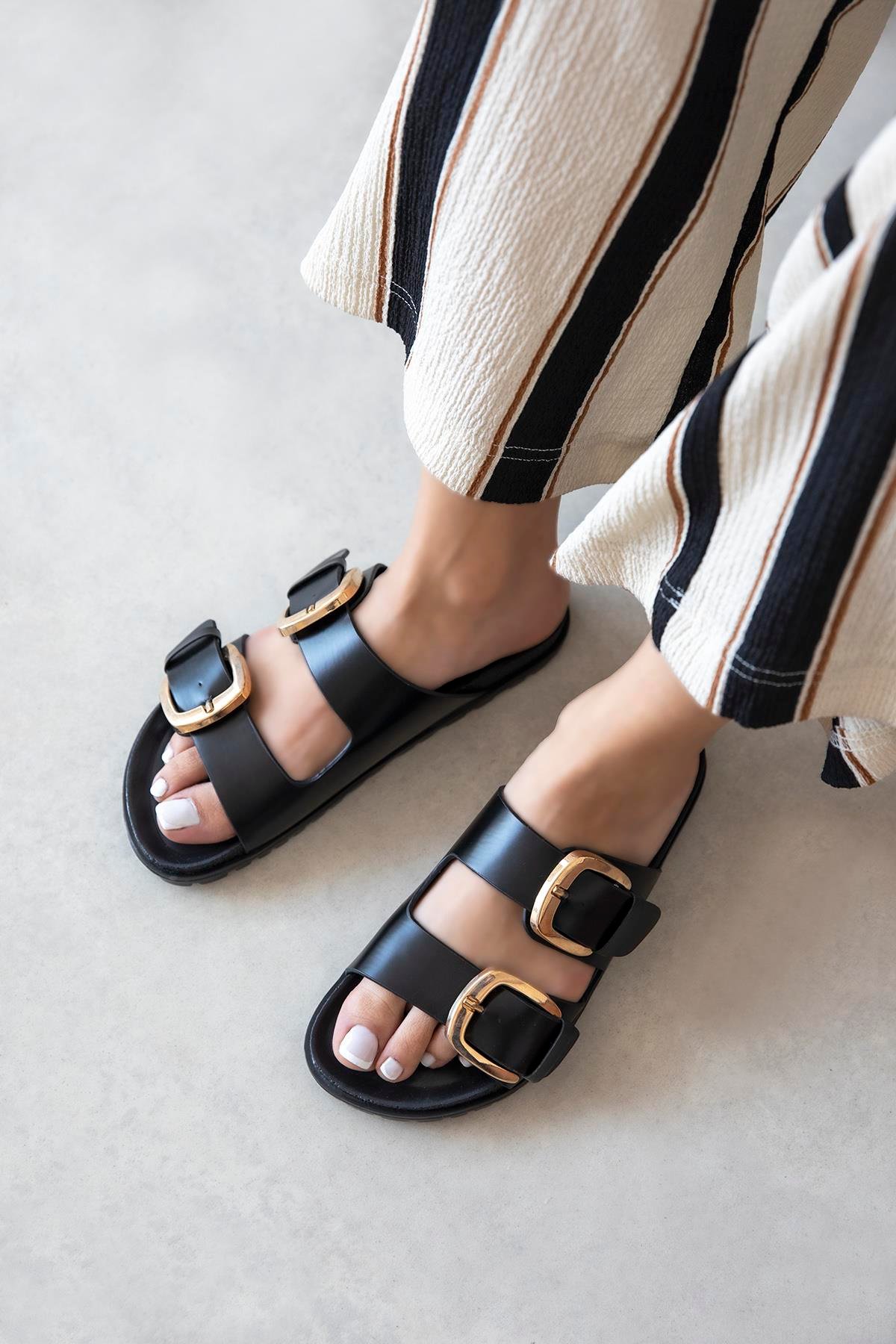 Bonita Kadın Toka Detay Günlük Konfor Terlik Siyah