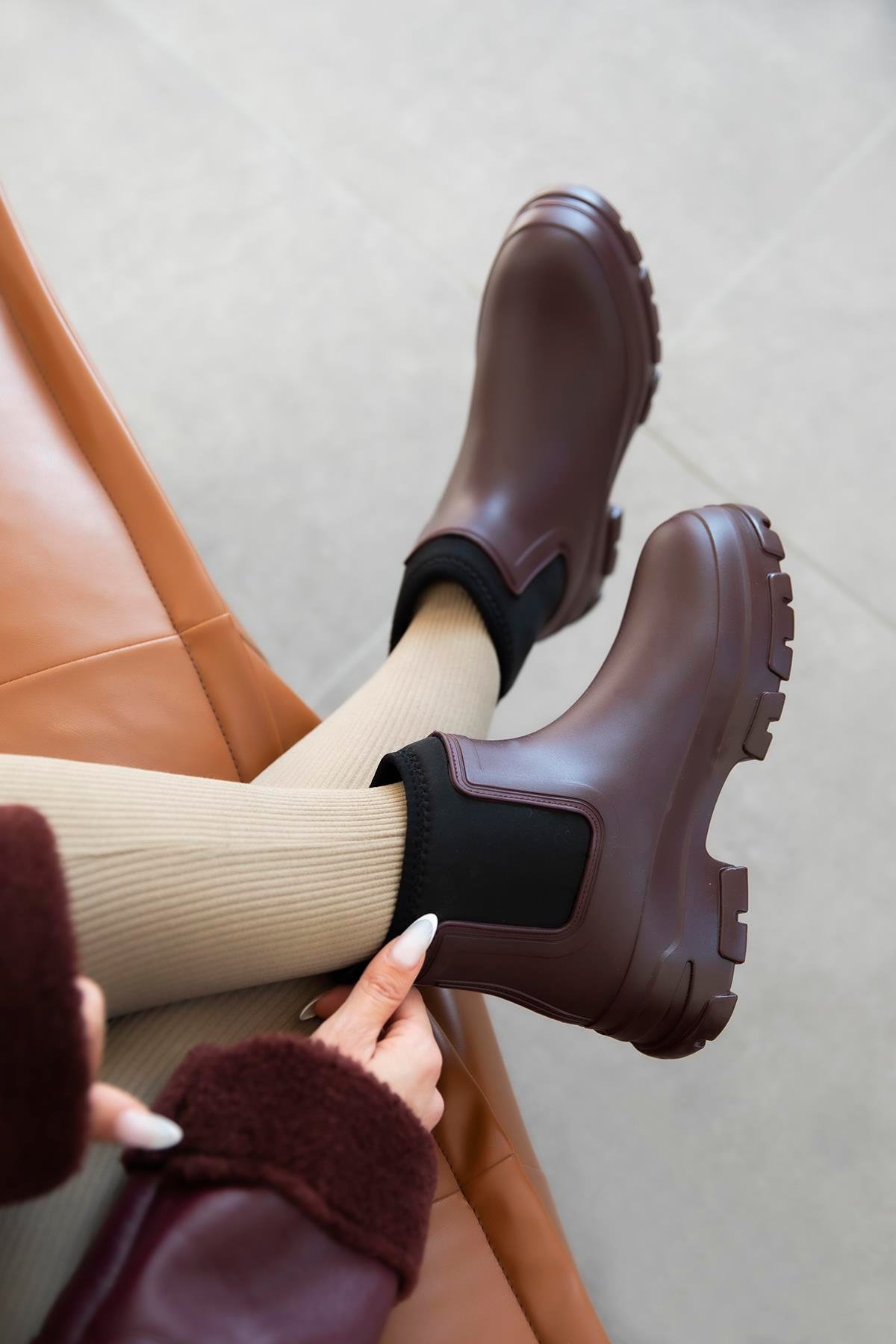 Carmen  Plastik Su Geçirmez  Kadın Bot Bordo