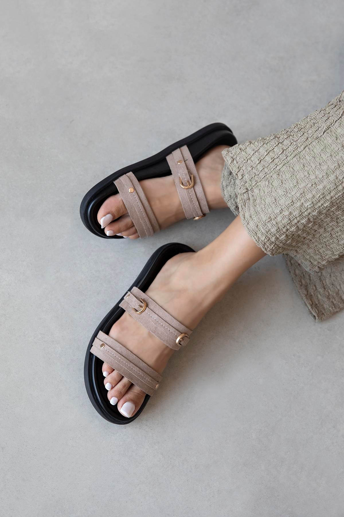 Cistra Kadın Günlük Konfor Süet Terlik Vizon