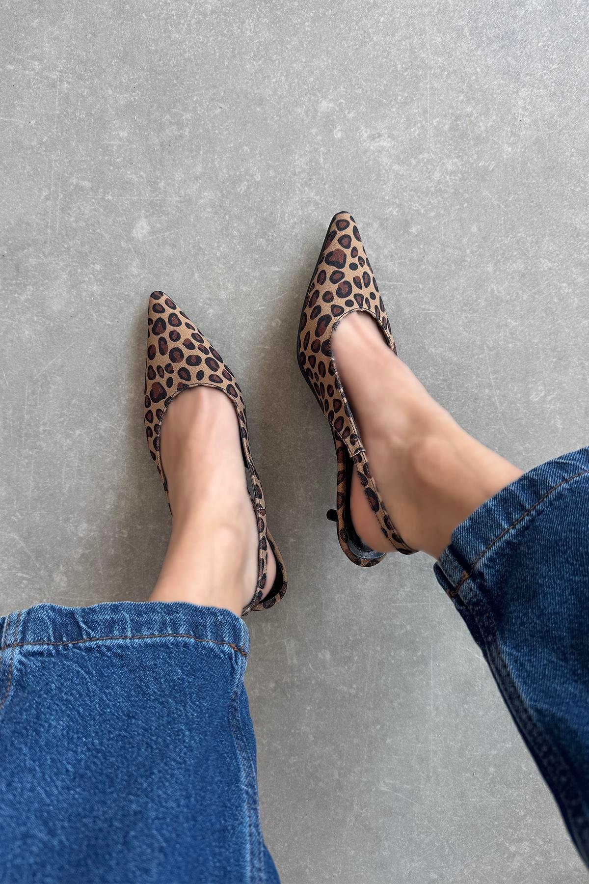 Cuesta  Kadın Topuklu Kumaş  Ayakkabı Leopar