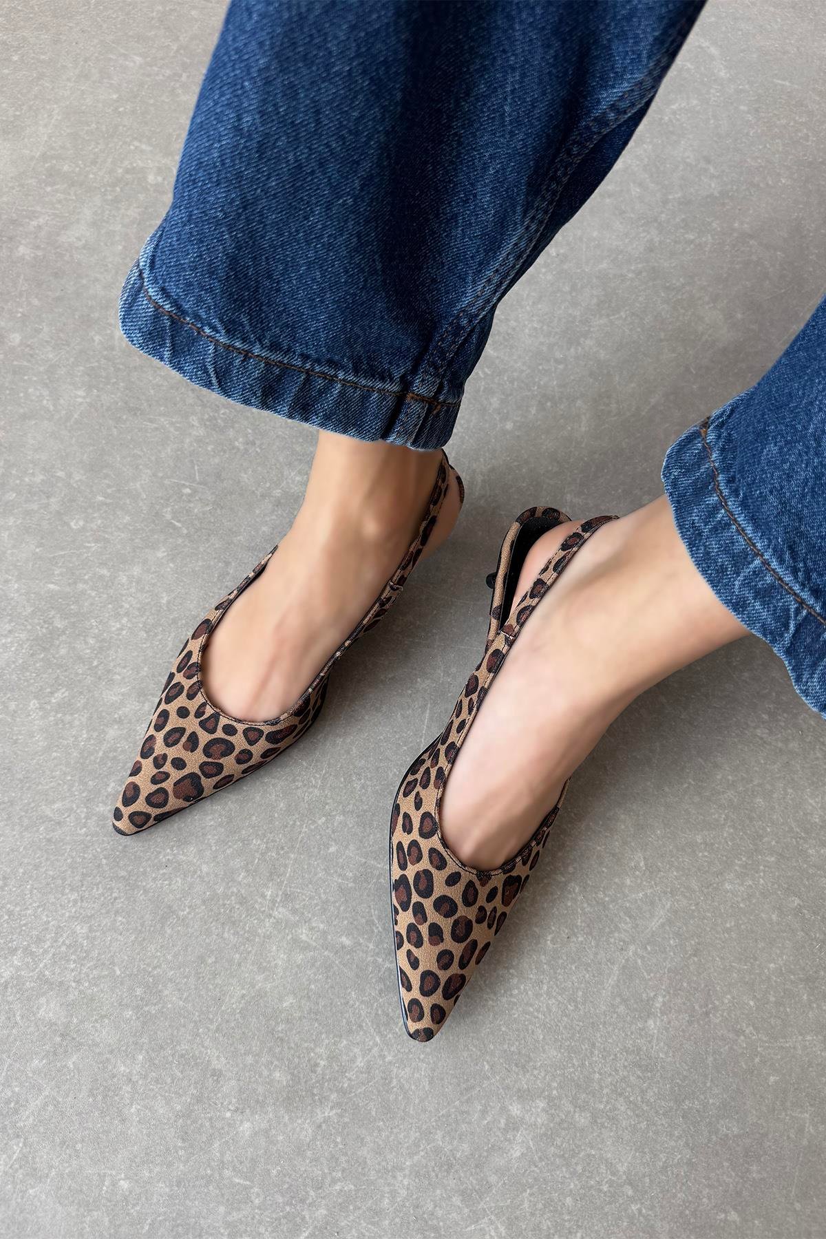 Cuesta  Kadın Topuklu Kumaş  Ayakkabı Leopar