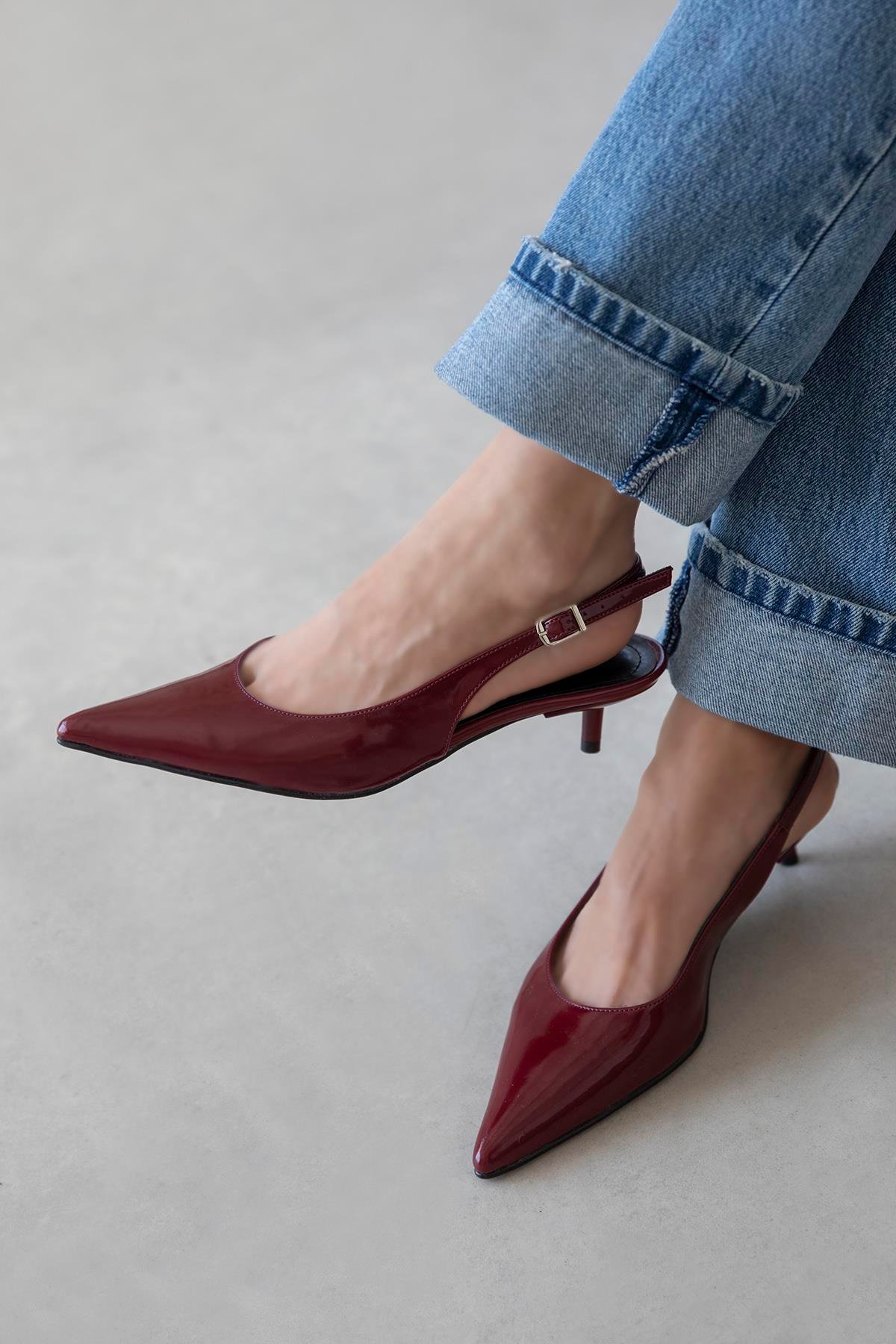 Cuesta  Kadın Topuklu Rugan  Ayakkabı Bordo