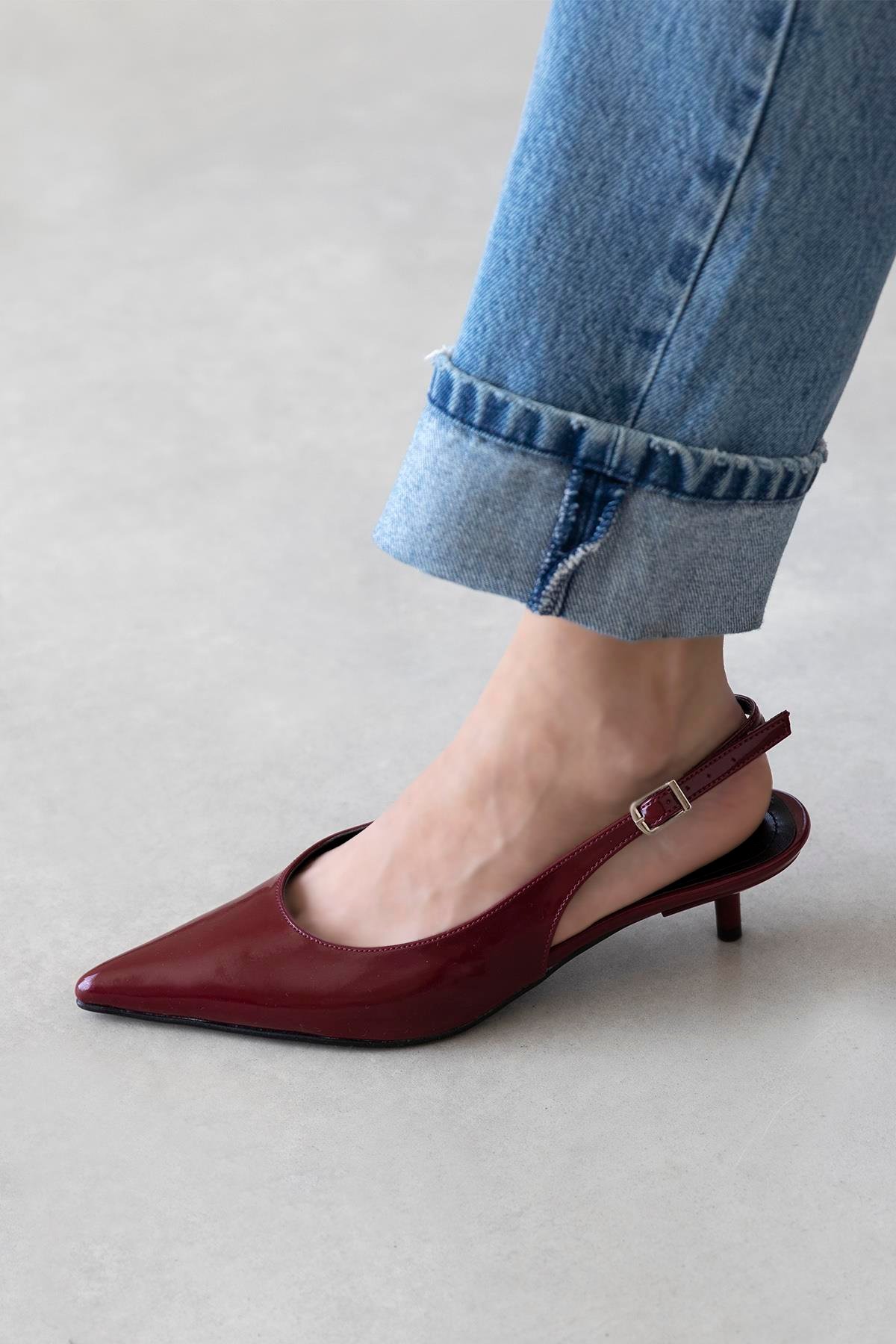 Cuesta  Kadın Topuklu Rugan  Ayakkabı Bordo