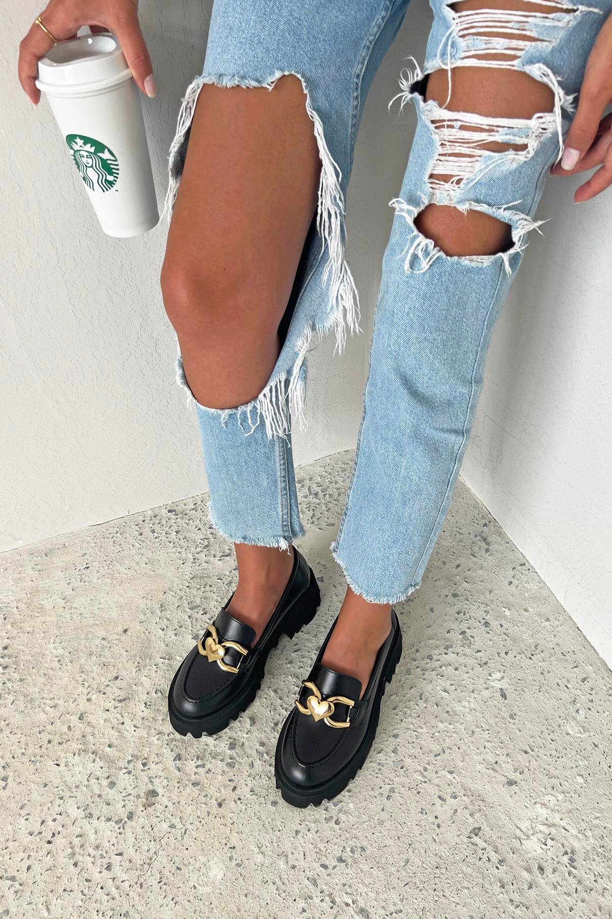 Dixon  Kadın İçi Dışı  Hakiki Deri  Makosen Ayakkabı Siyah