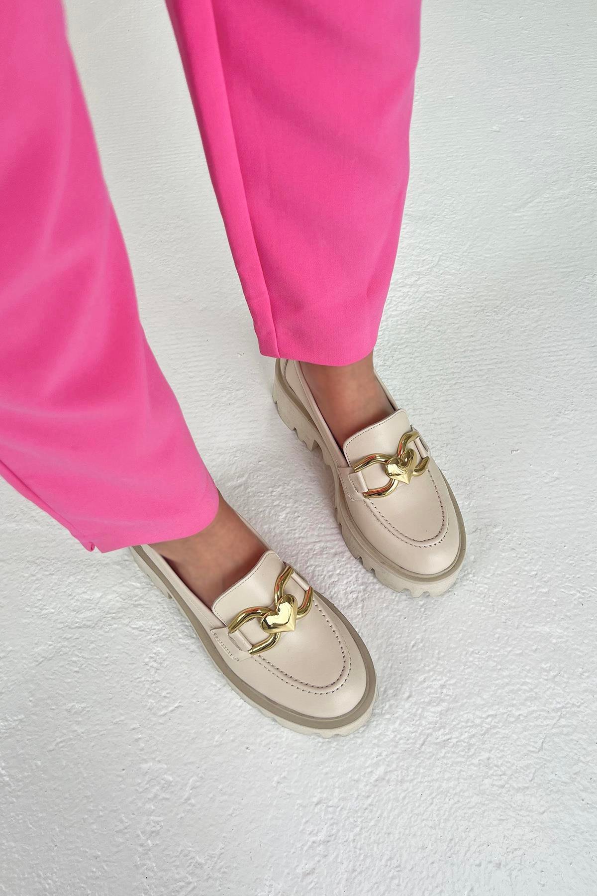 Dixon  Kadın İçi Dışı  Hakiki Deri  Makosen Ayakkabı Bej